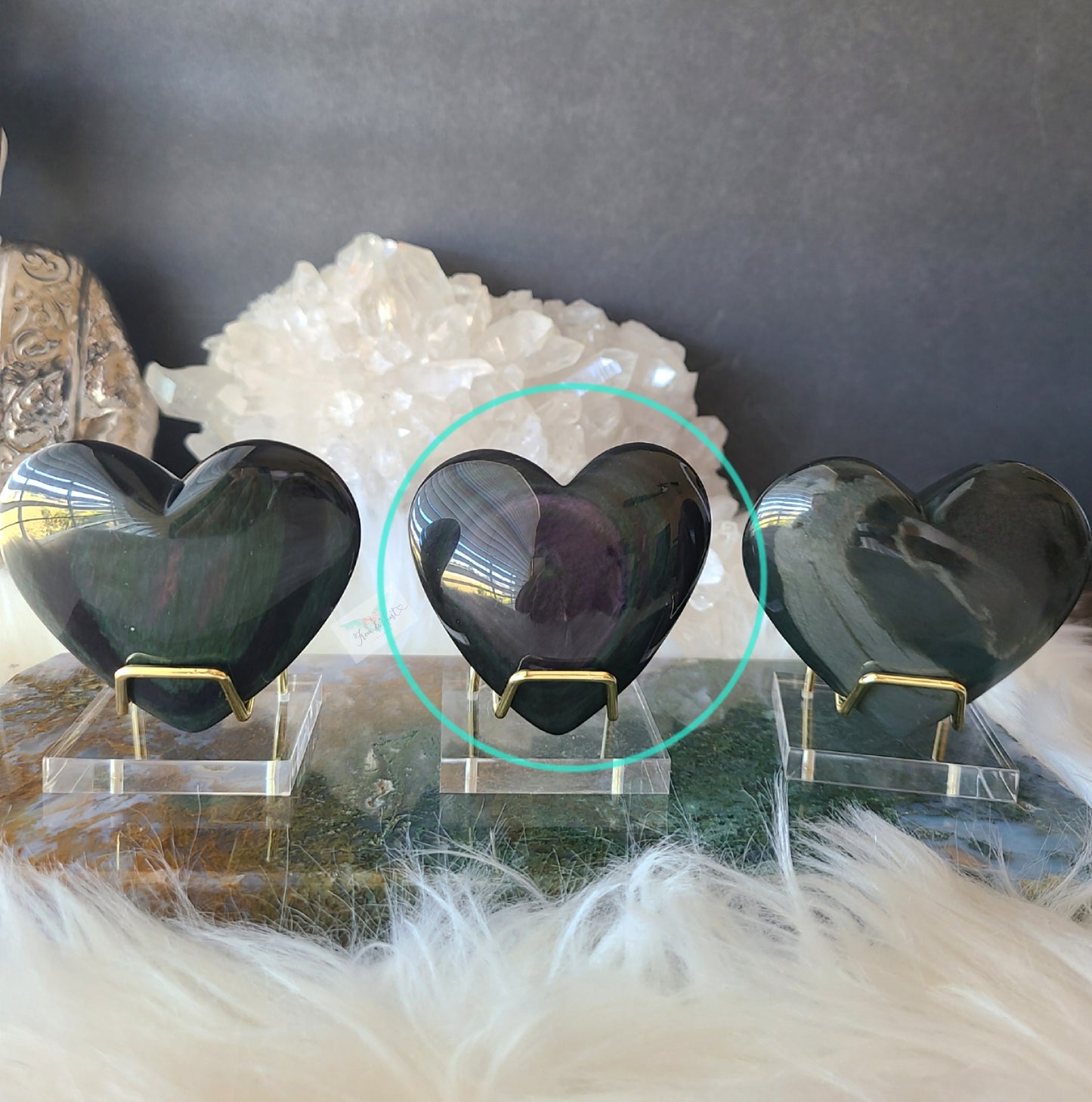 Rainbow Obsidian Heart