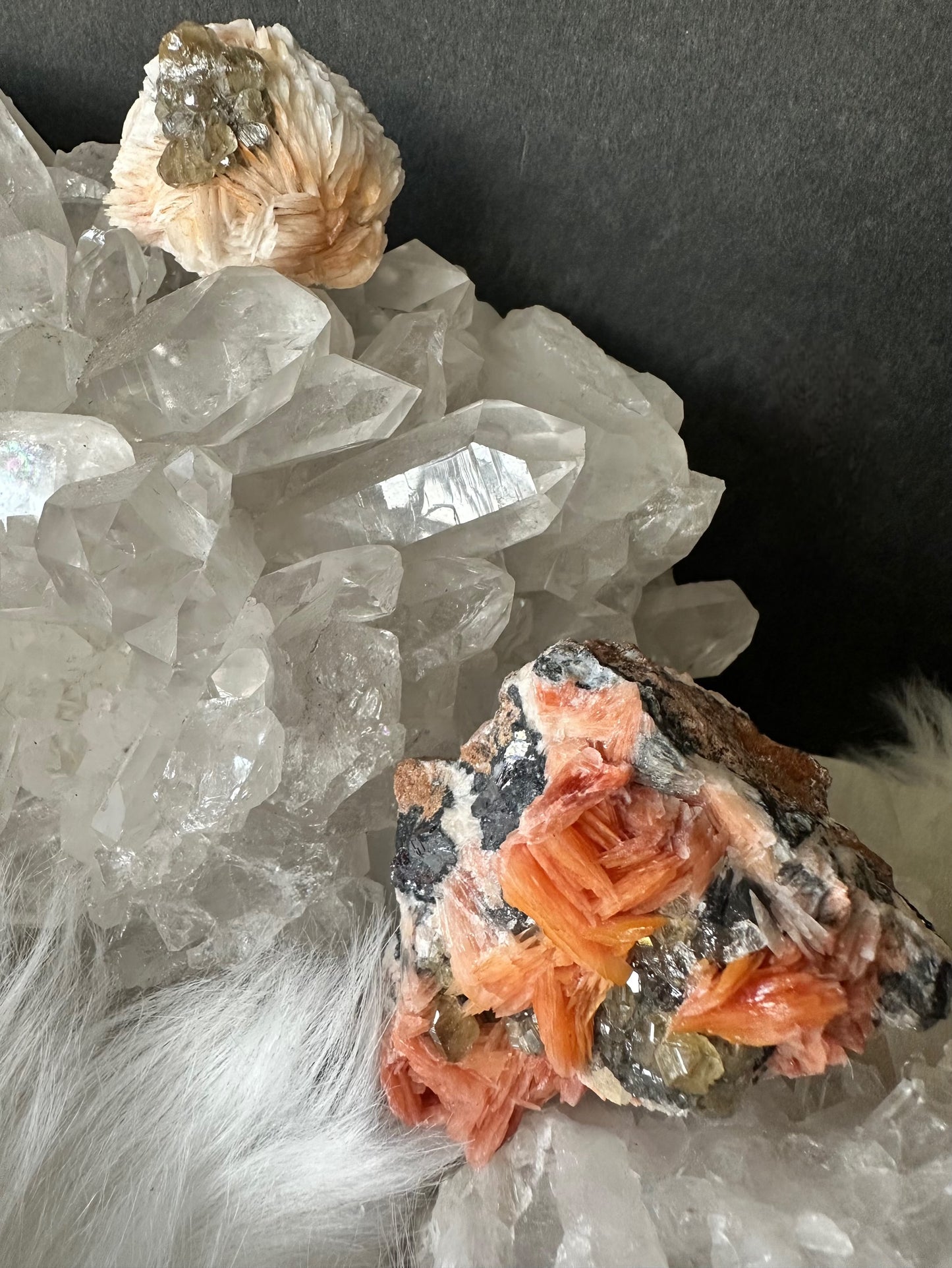 HIGH QUALITY Barite Flowers with Cerussite and Metallic Galena (D)