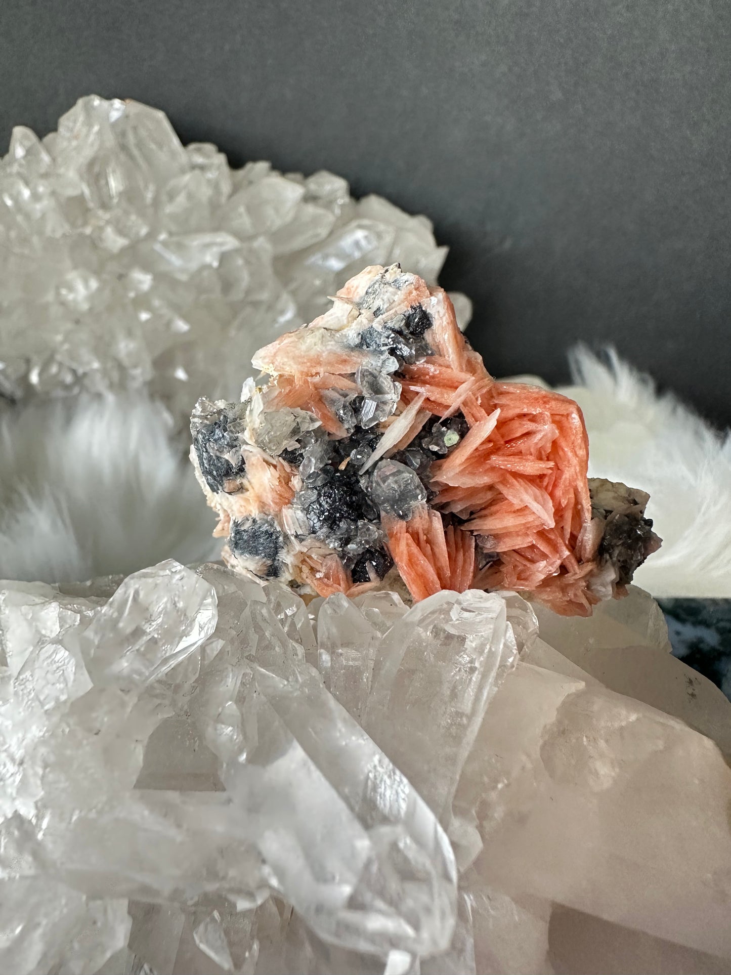 HIGH QUALITY Barite Flowers with Cerussite and Metallic Galena (B)
