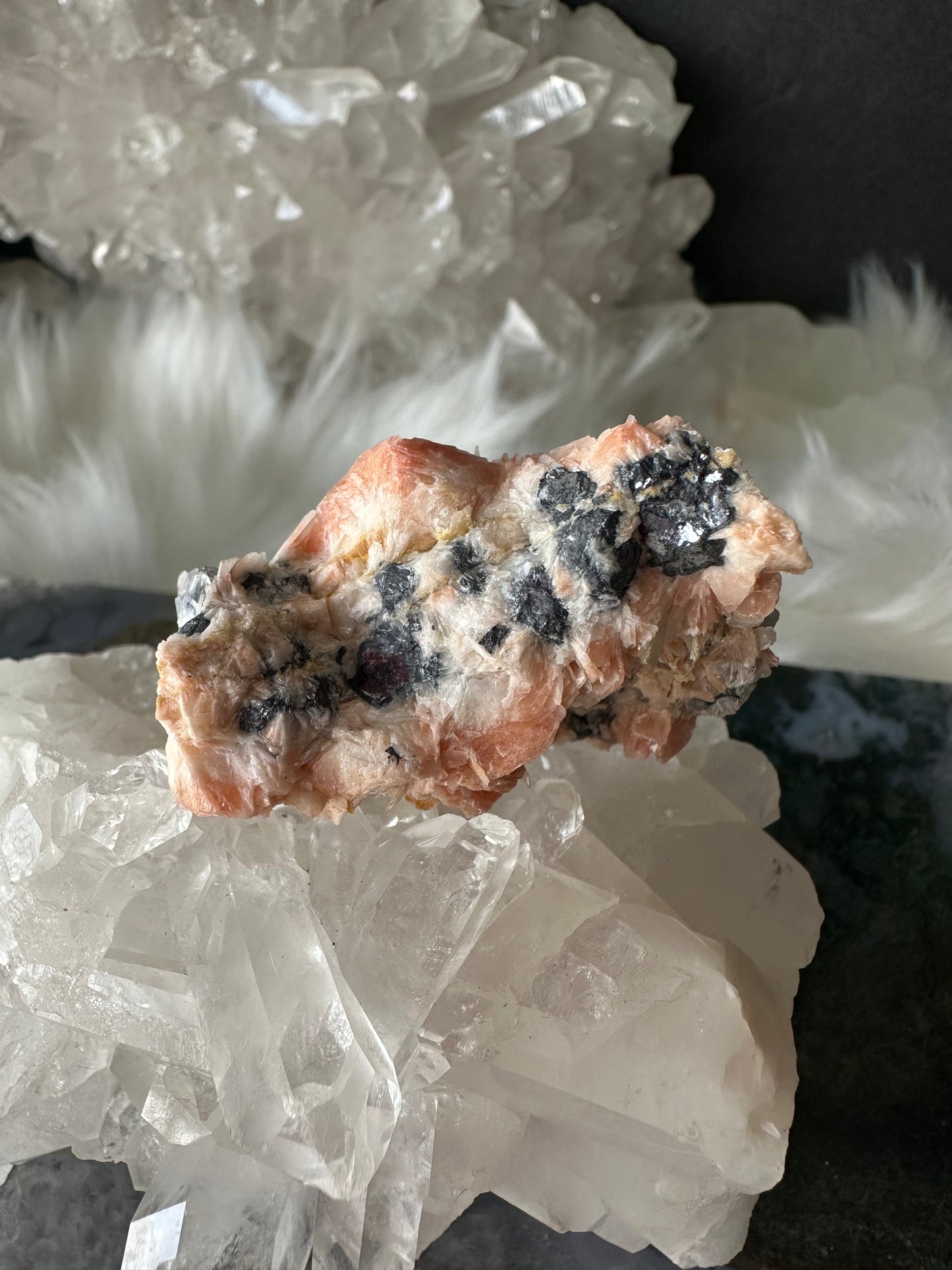 HIGH QUALITY Barite Flowers with Cerussite and Metallic Galena (B)