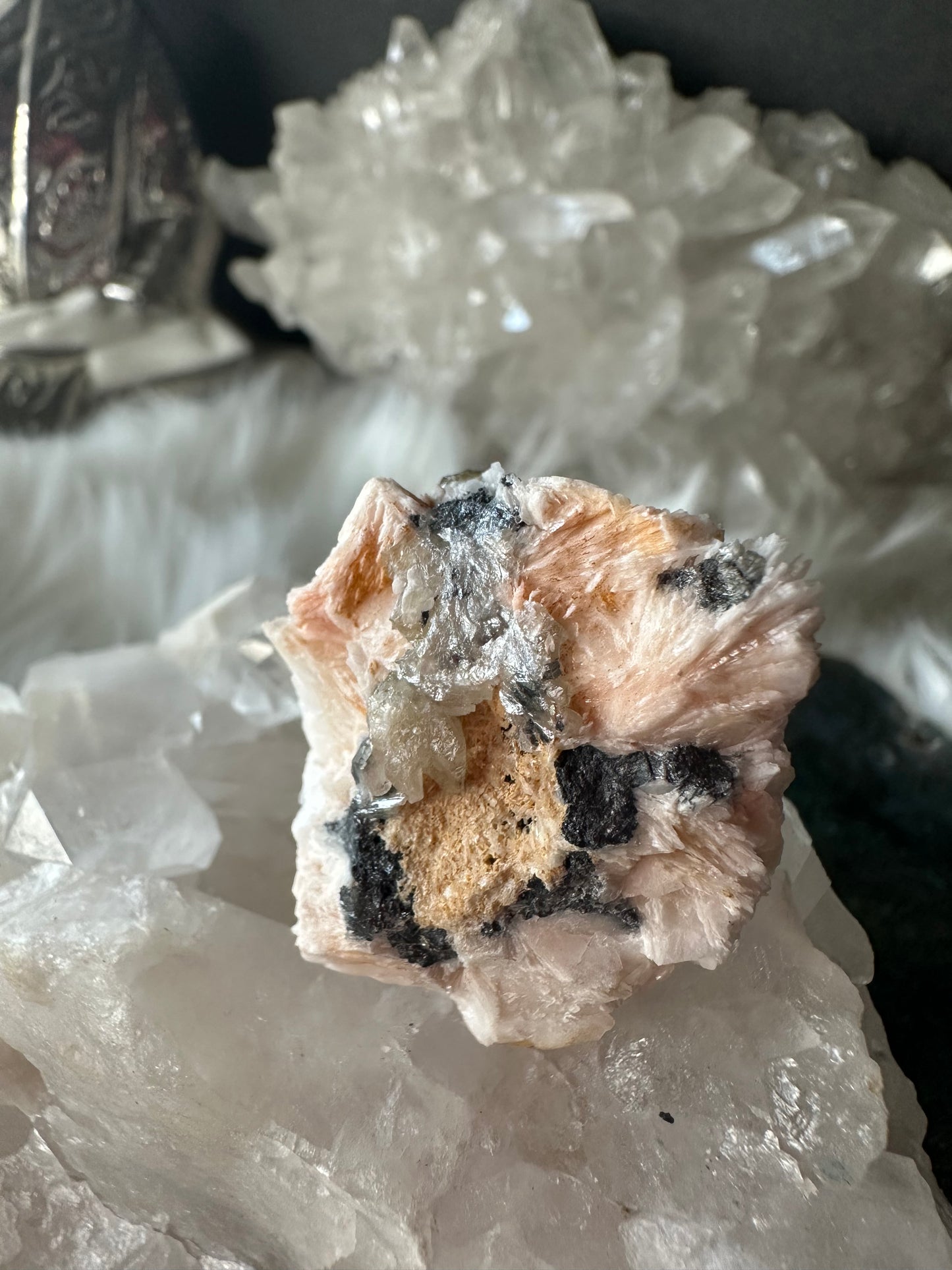 HIGH QUALITY Barite Flowers with Cerussite and Metallic Galena (D)