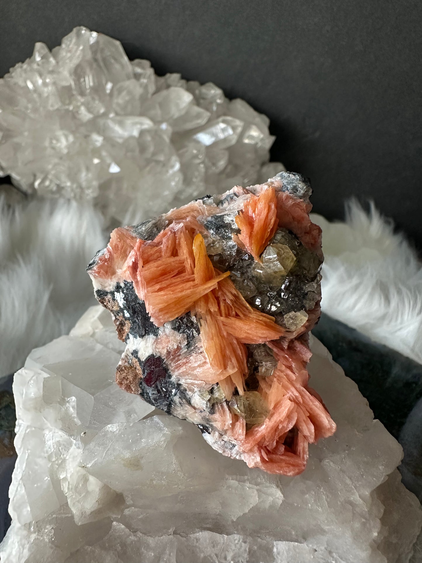 HIGH QUALITY Barite Flowers with Cerussite and Metallic Galena (A)