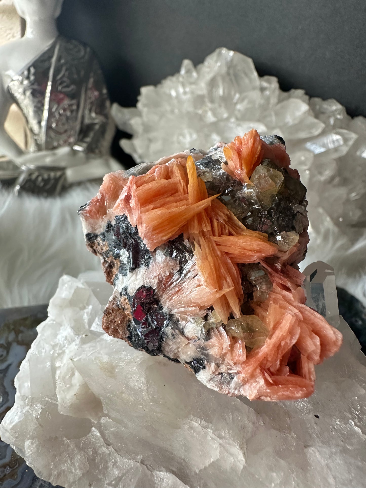 HIGH QUALITY Barite Flowers with Cerussite and Metallic Galena (A)