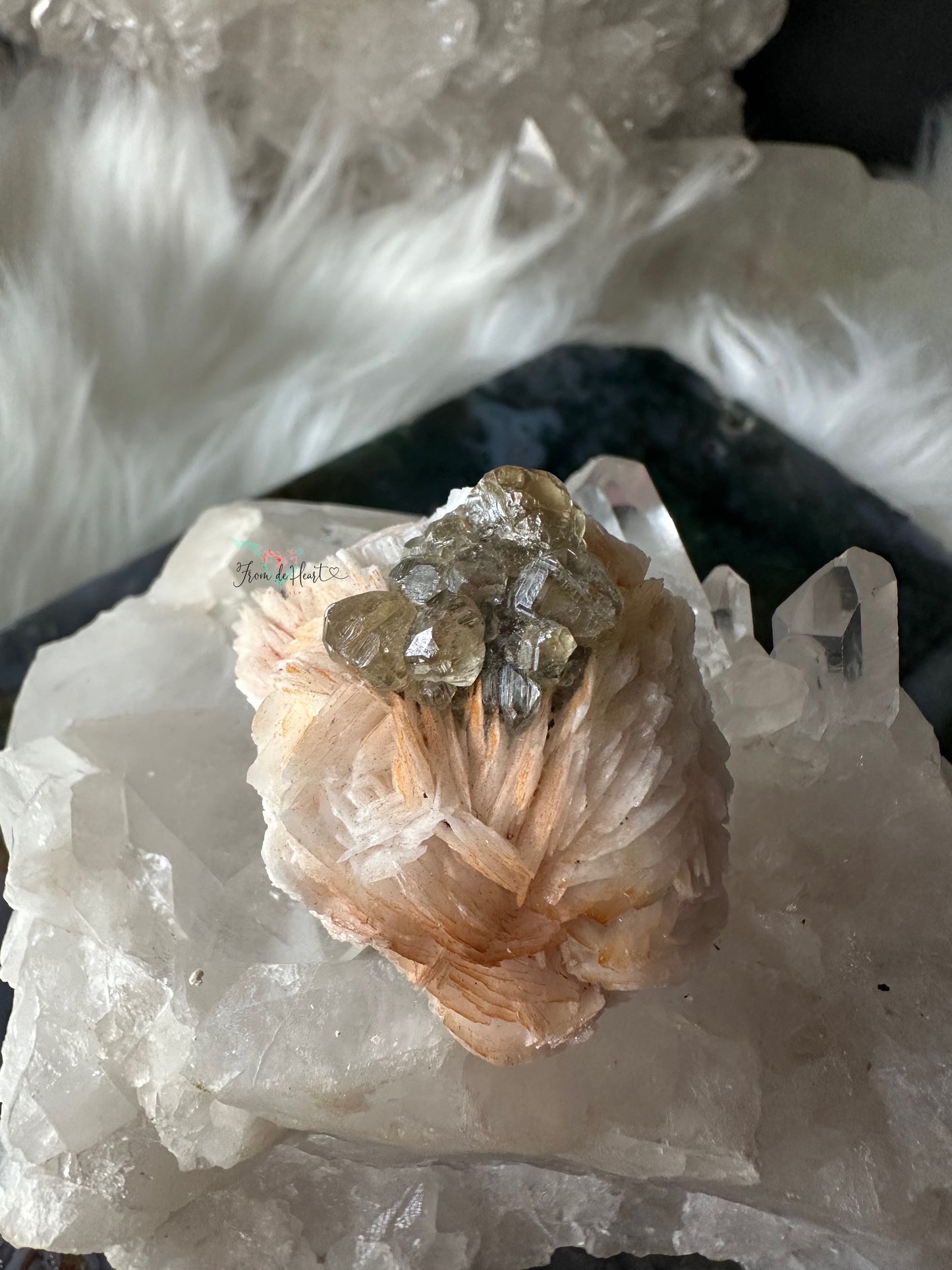 HIGH QUALITY Barite Flowers with Cerussite and Metallic Galena (D)