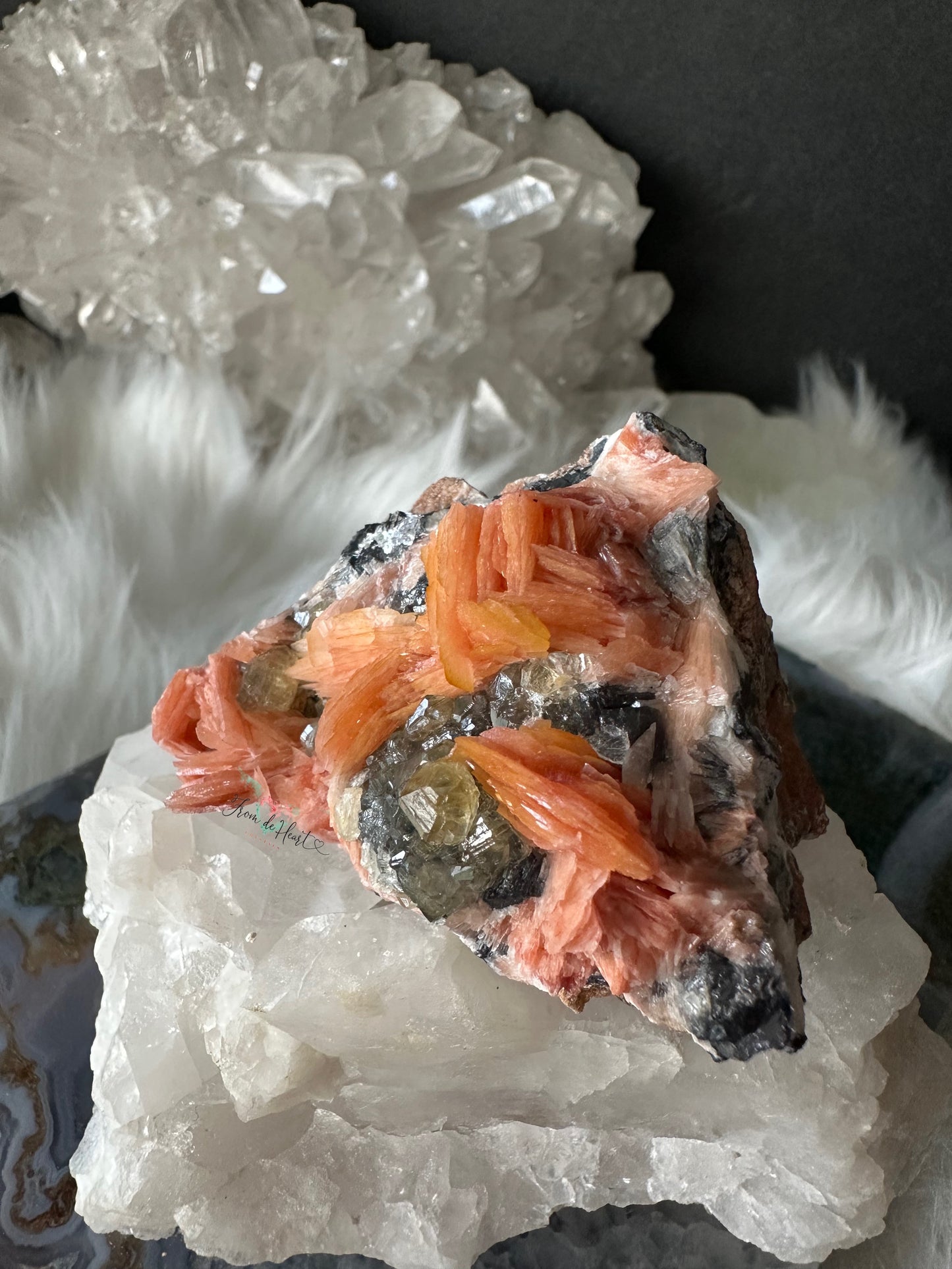 HIGH QUALITY Barite Flowers with Cerussite and Metallic Galena (A)
