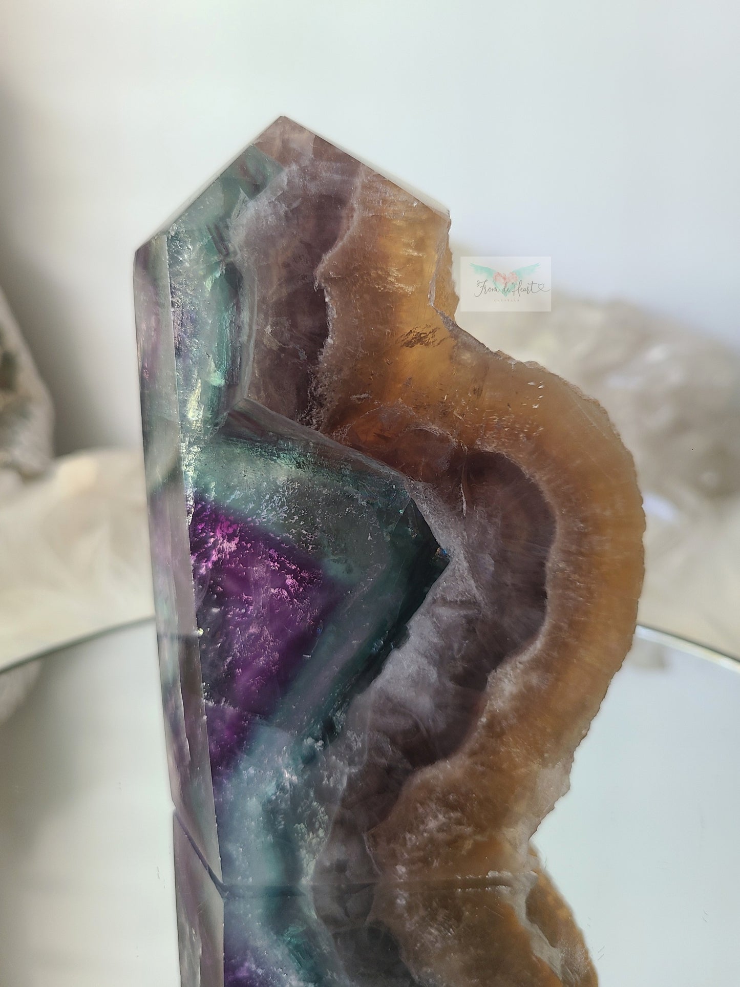 Rainbow Fluorite half polished free form