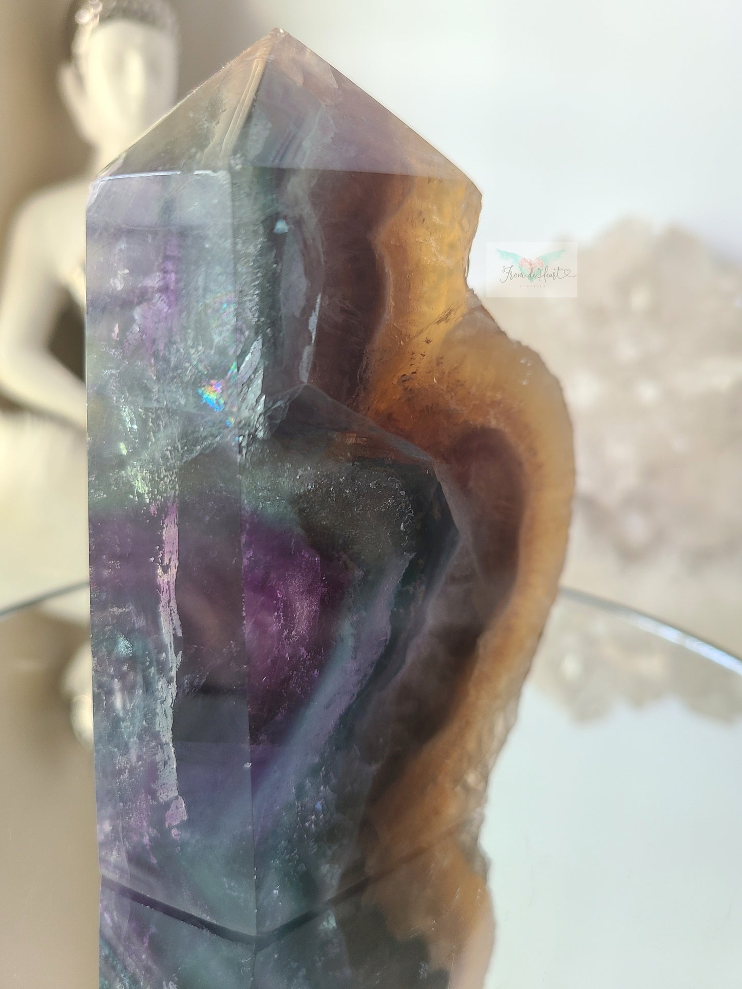 Rainbow Fluorite half polished free form