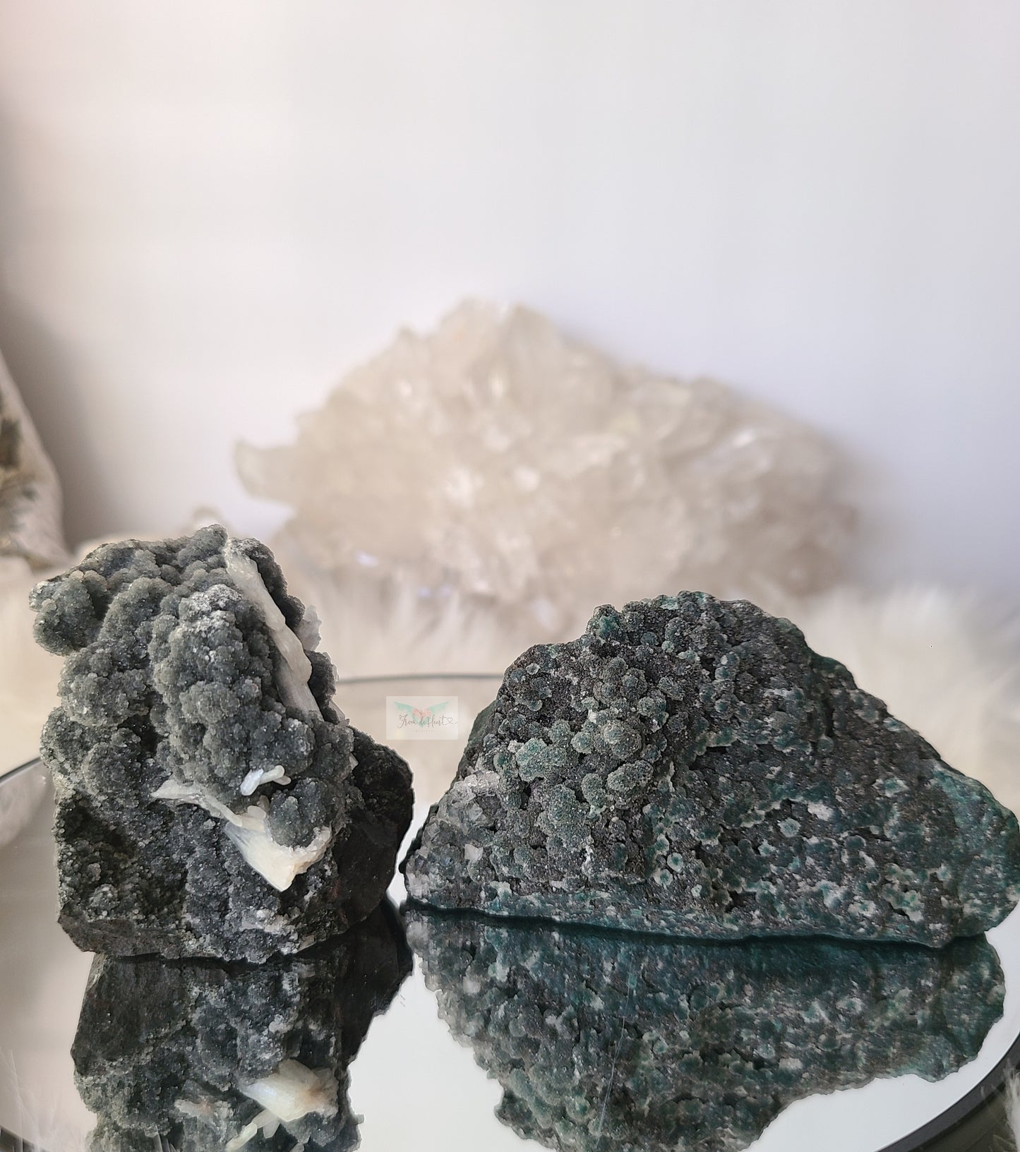 Black Chalcedony w/ Stilbite Cluster