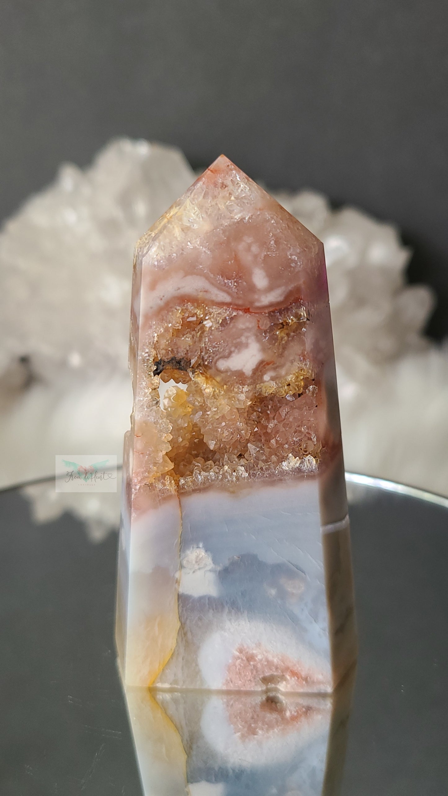 Old Stock Druzy Pink Amethyst Flower Agate Tower (Rare Find)