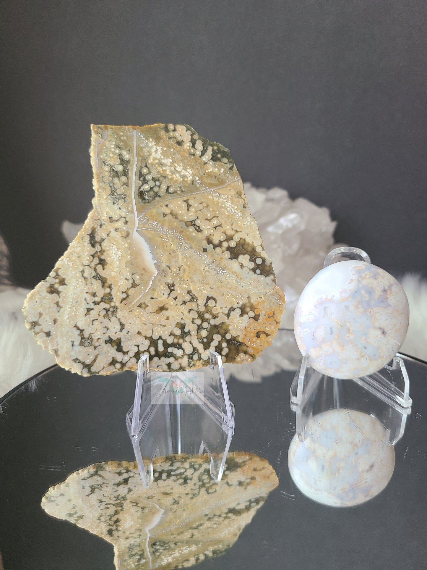 Ocean Jasper Slice and Palm stone