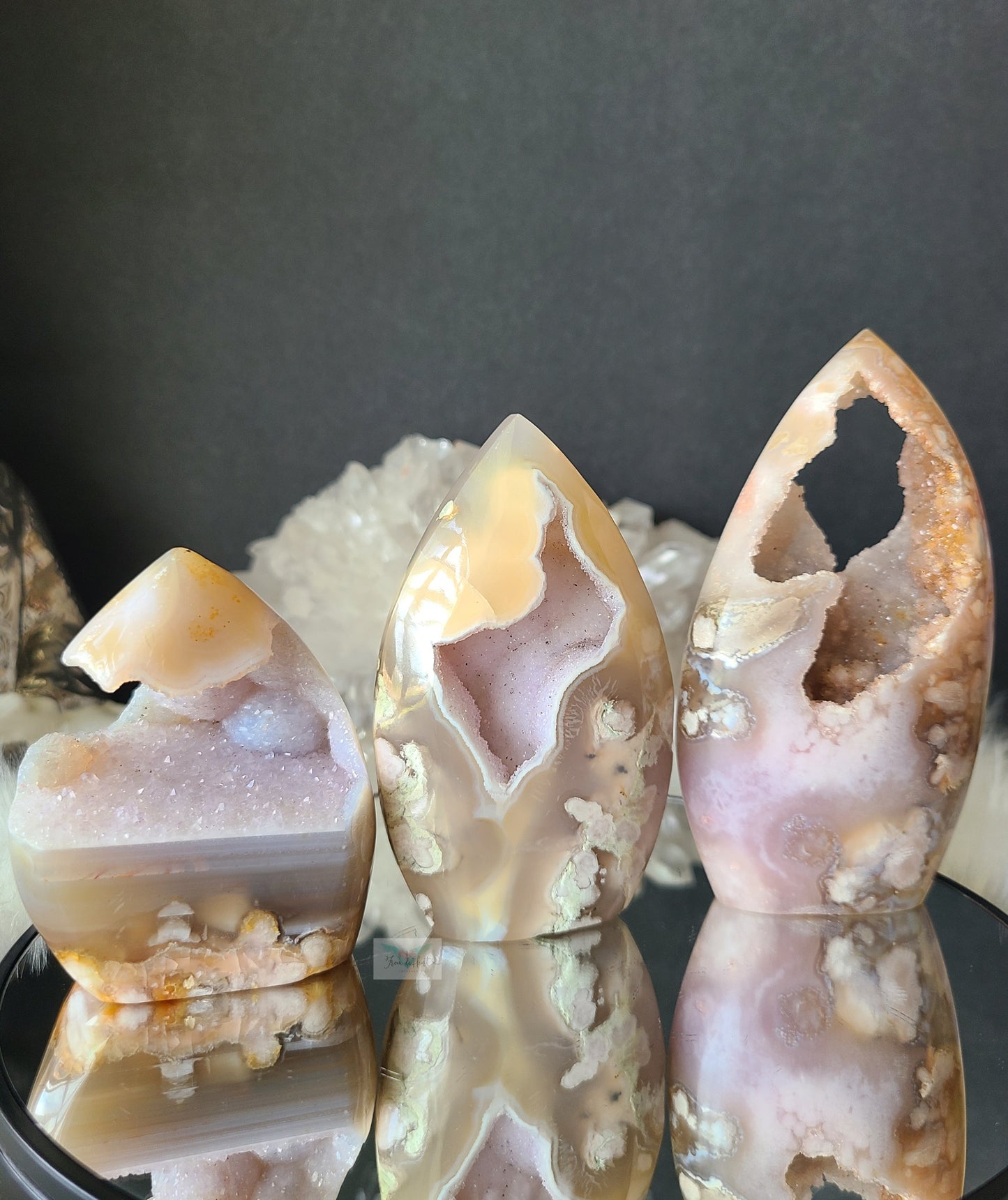 Druzy Flower Agate Pink Amethyst Flame