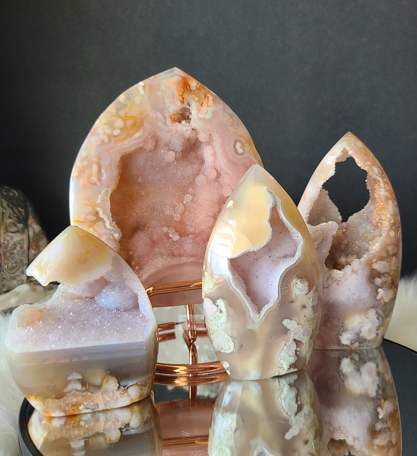 Lavender Druzy Flower Agate Flame