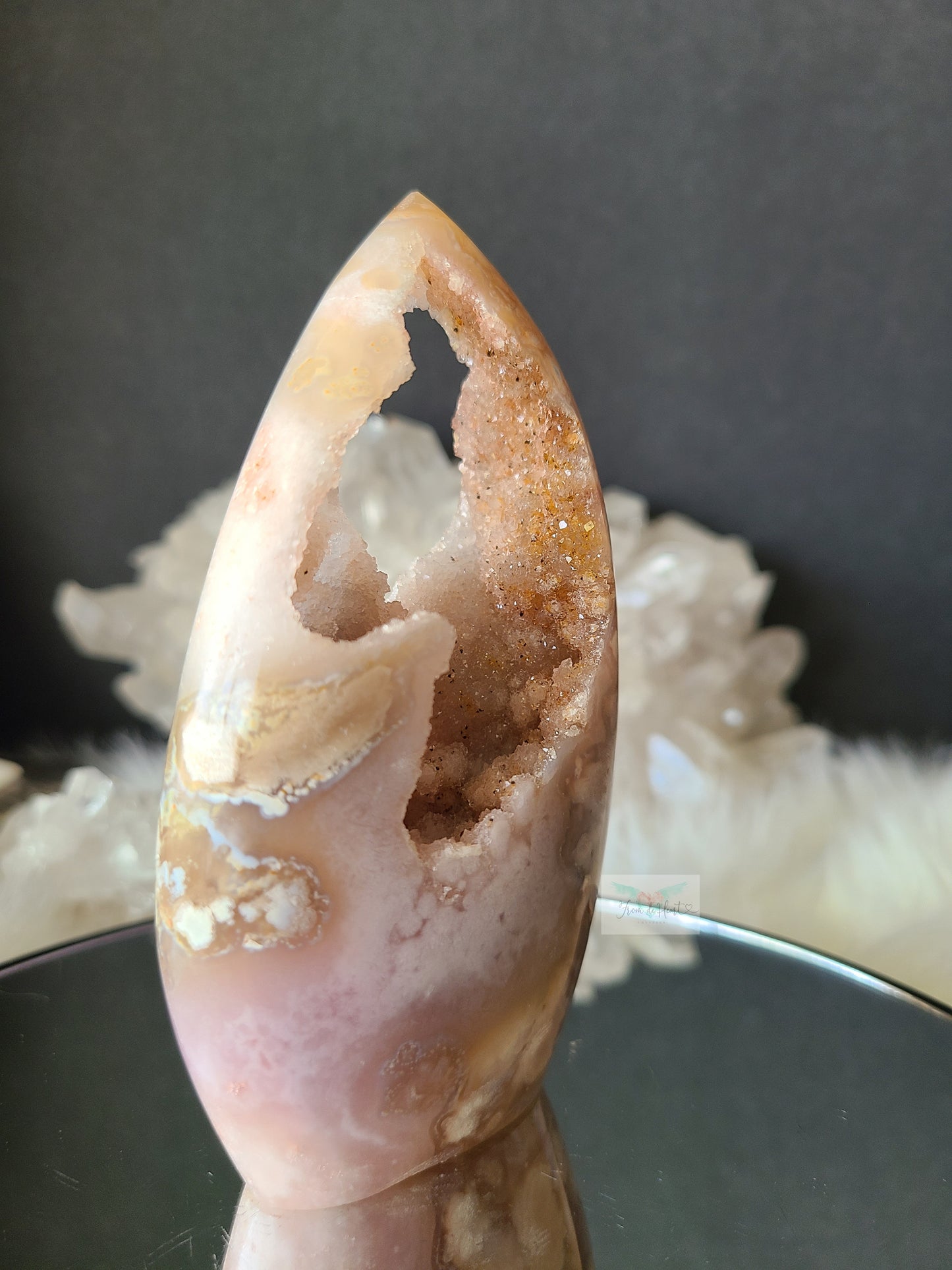 Druzy Flower Agate Pink Amethyst Flame