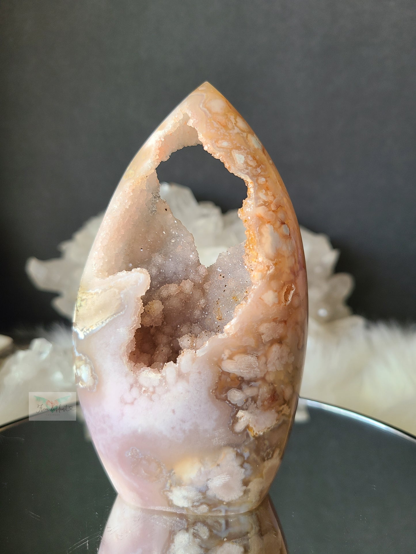 Druzy Flower Agate Pink Amethyst Flame