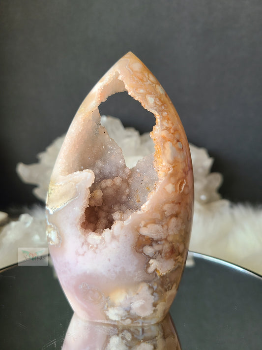Druzy Flower Agate Pink Amethyst Flame