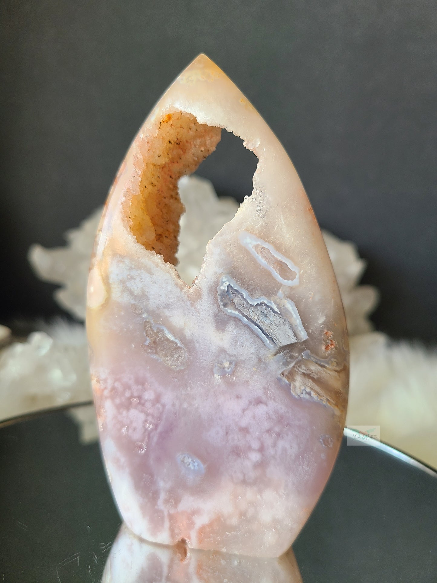 Druzy Flower Agate Pink Amethyst Flame