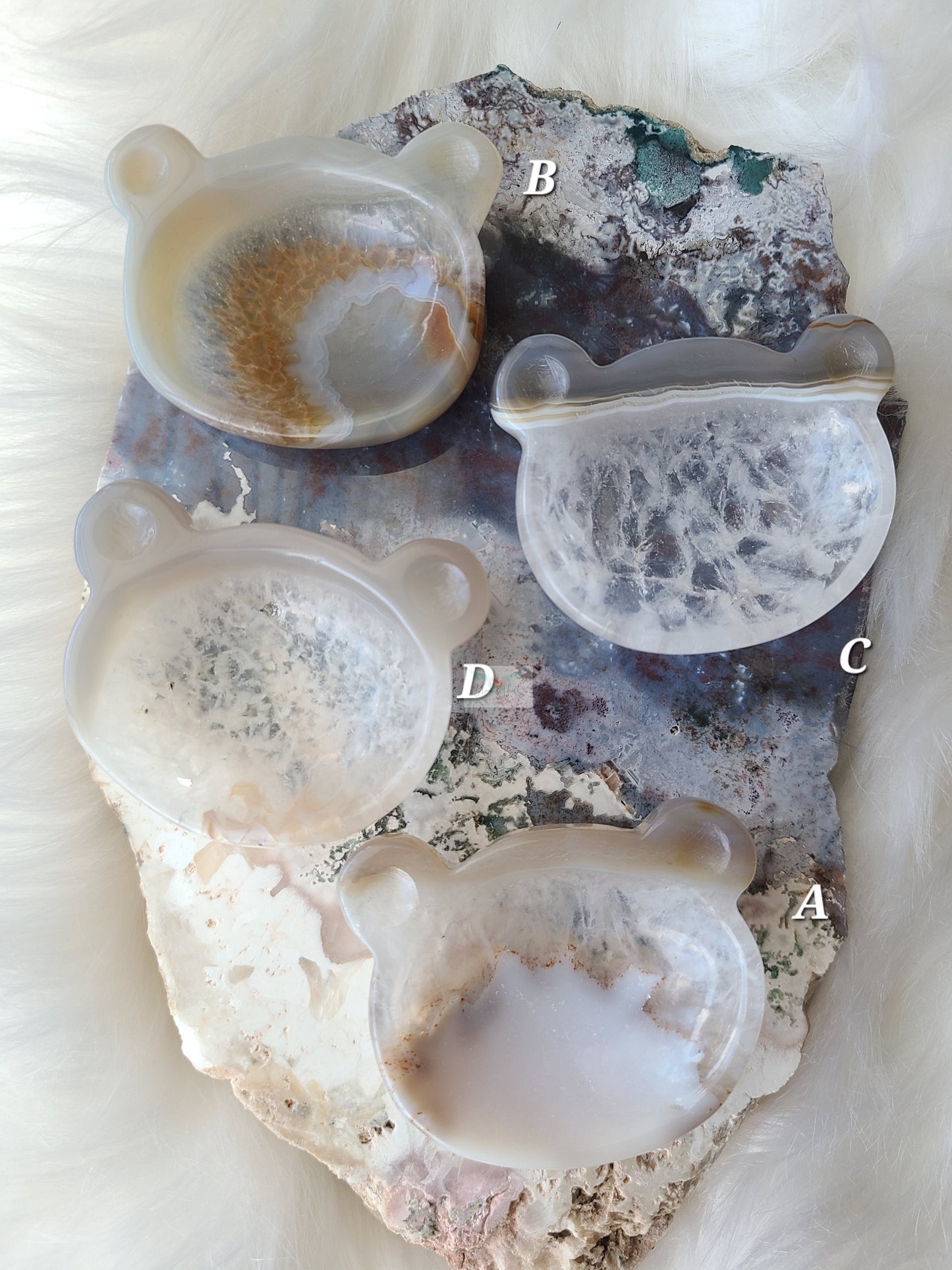 Agate Teddy Bear Bowls (with Rainbows)