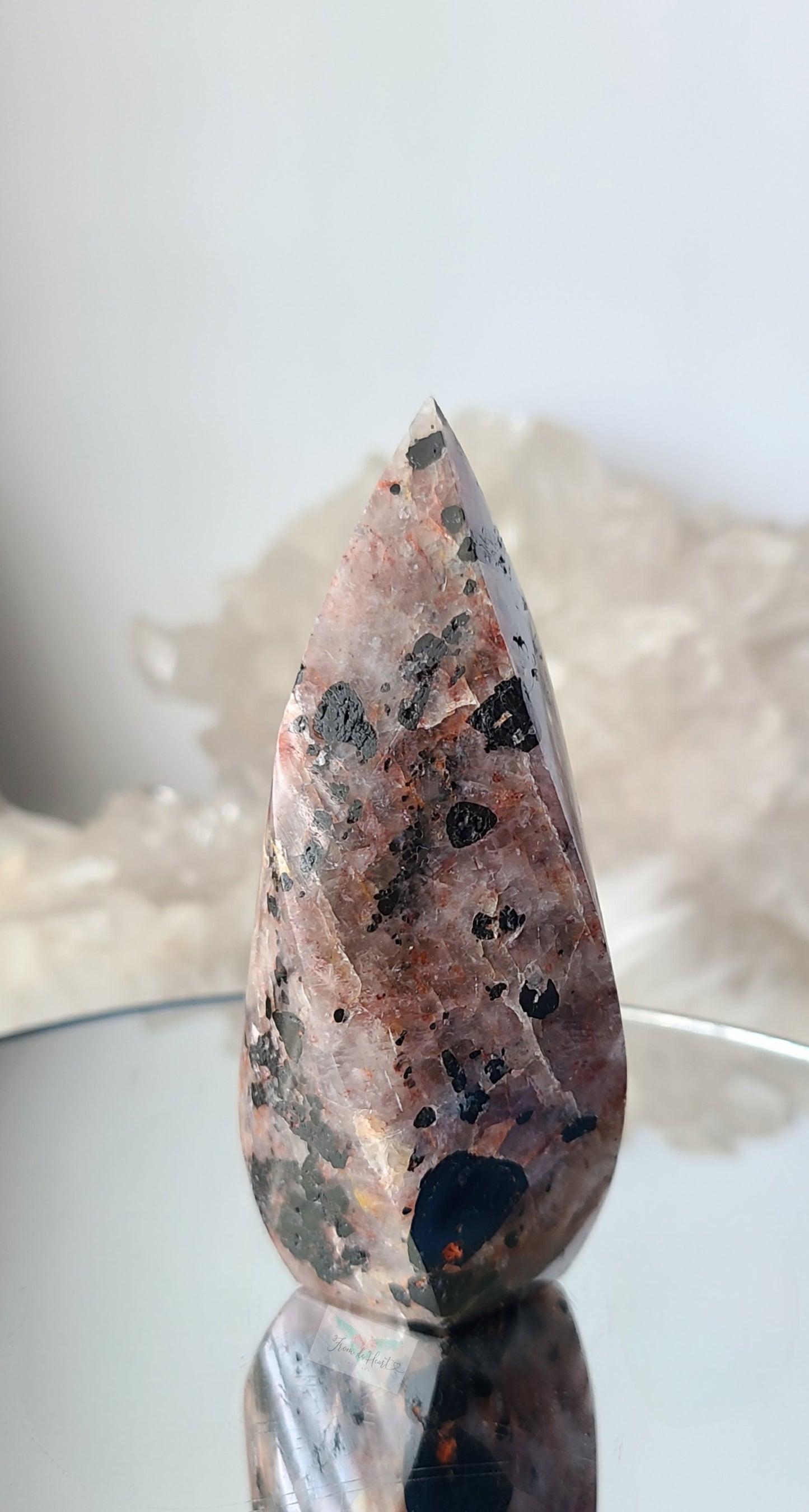 Black Tourmaline in Quartz Flame