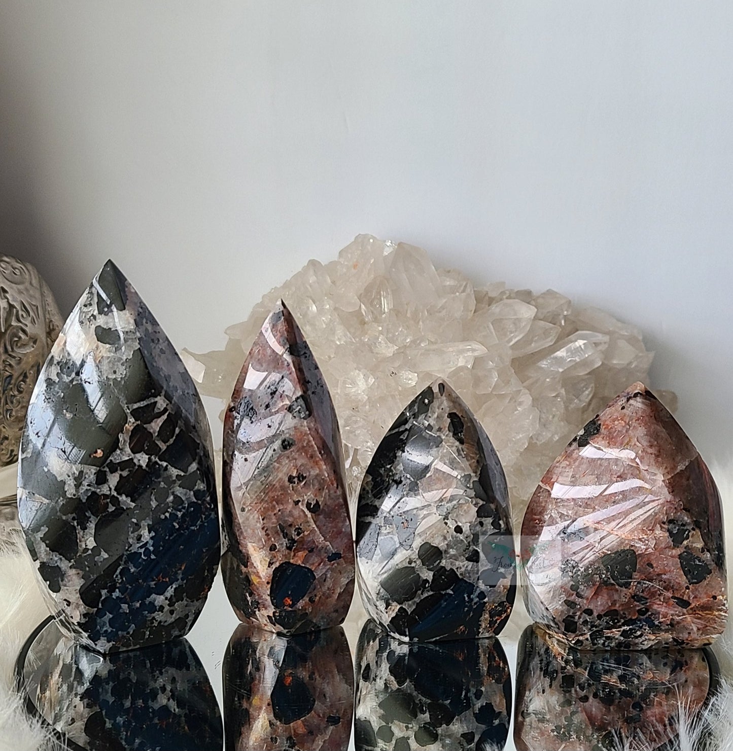 Black Tourmaline in Quartz Flame
