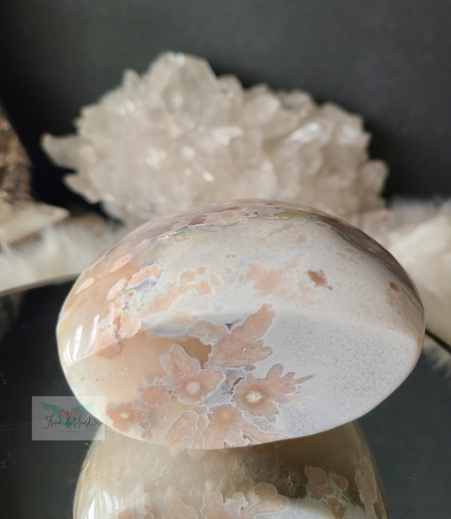 Pink Flower Agate Quartz Flame