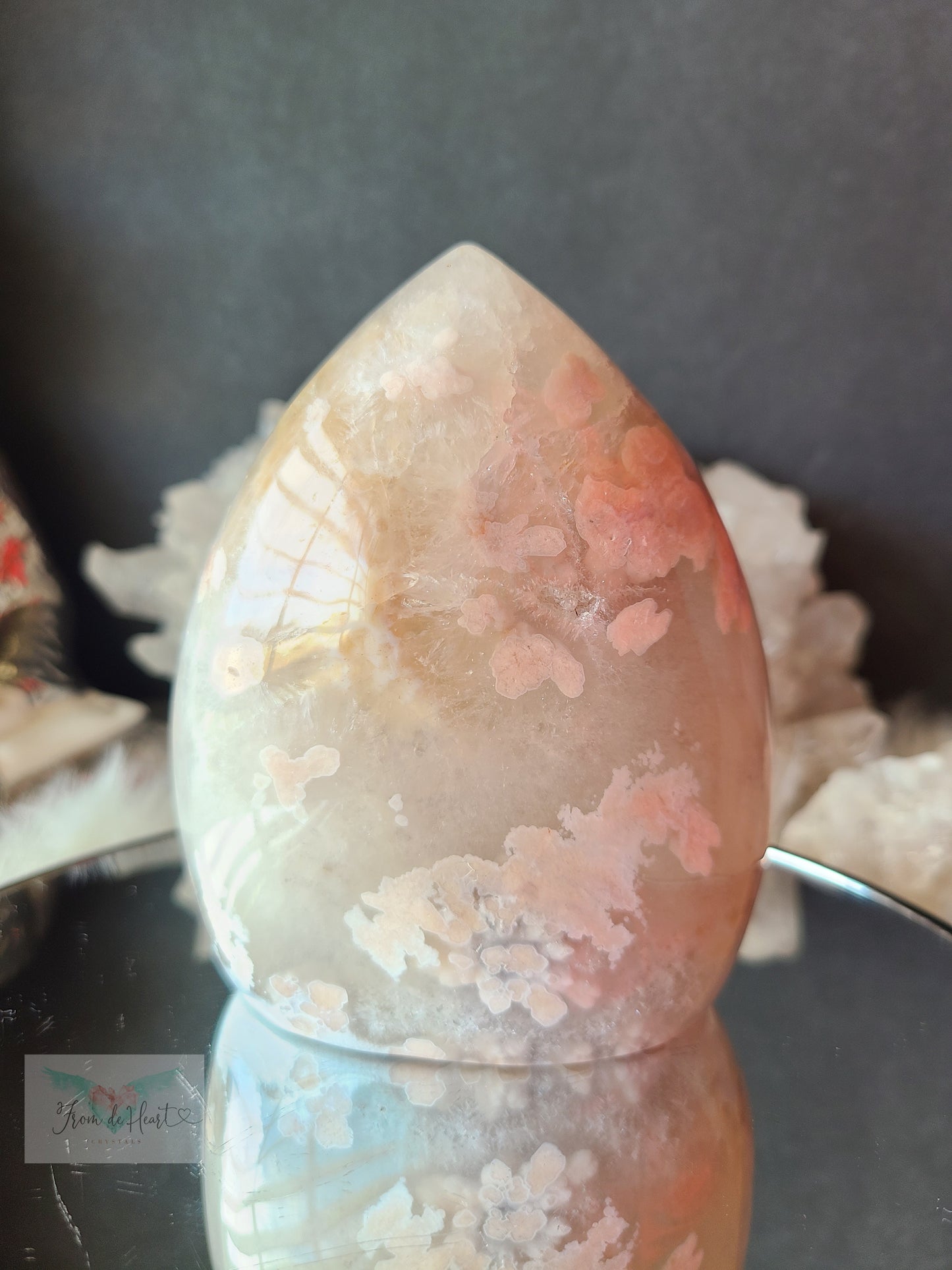 Pink Flower Agate Quartz Flame