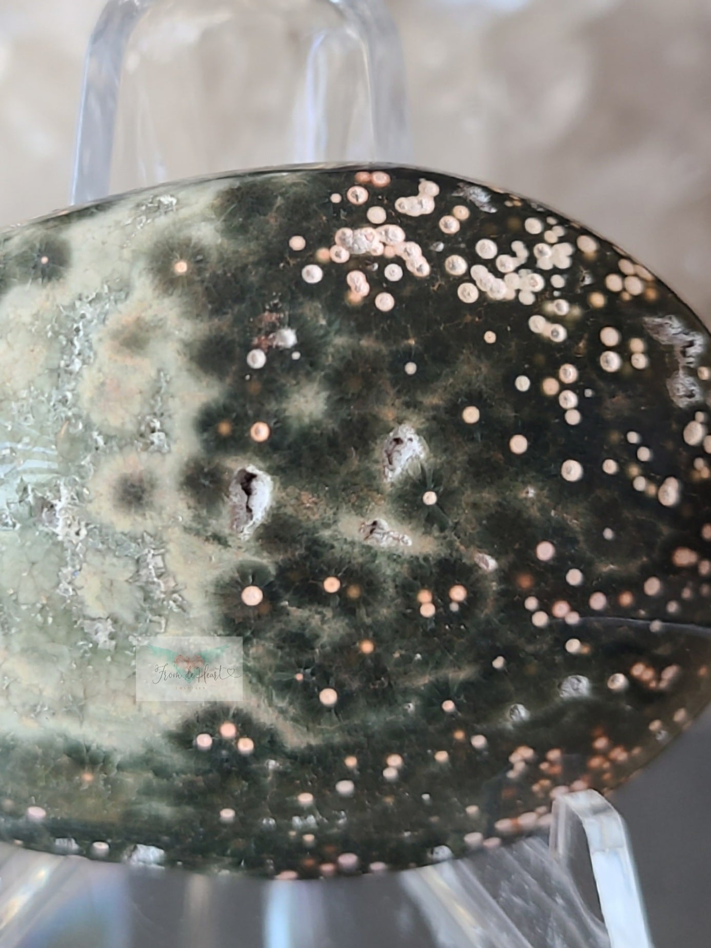 Pink Ocean Jasper Palm Stone