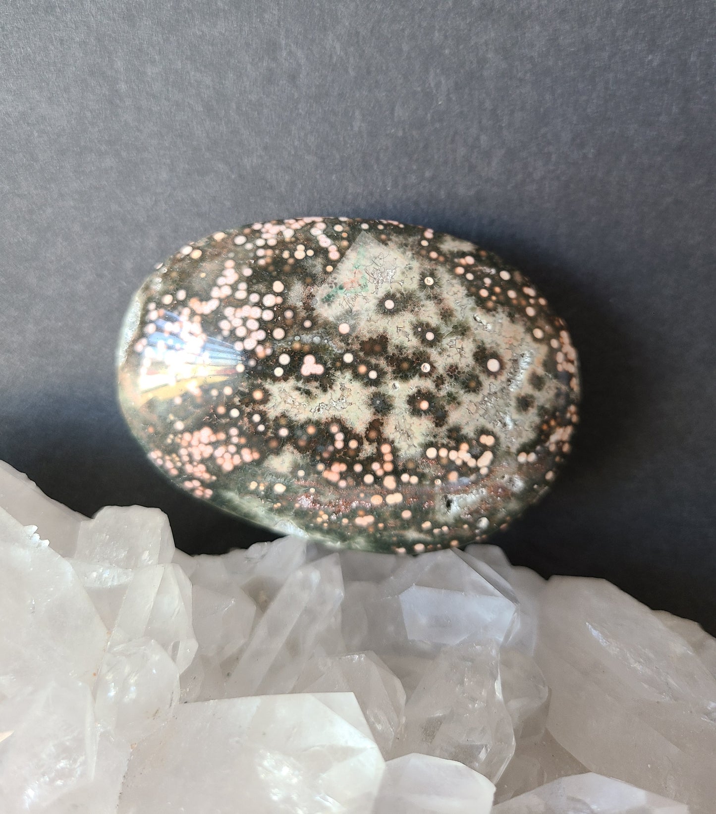 Pink Ocean Jasper Palm Stone