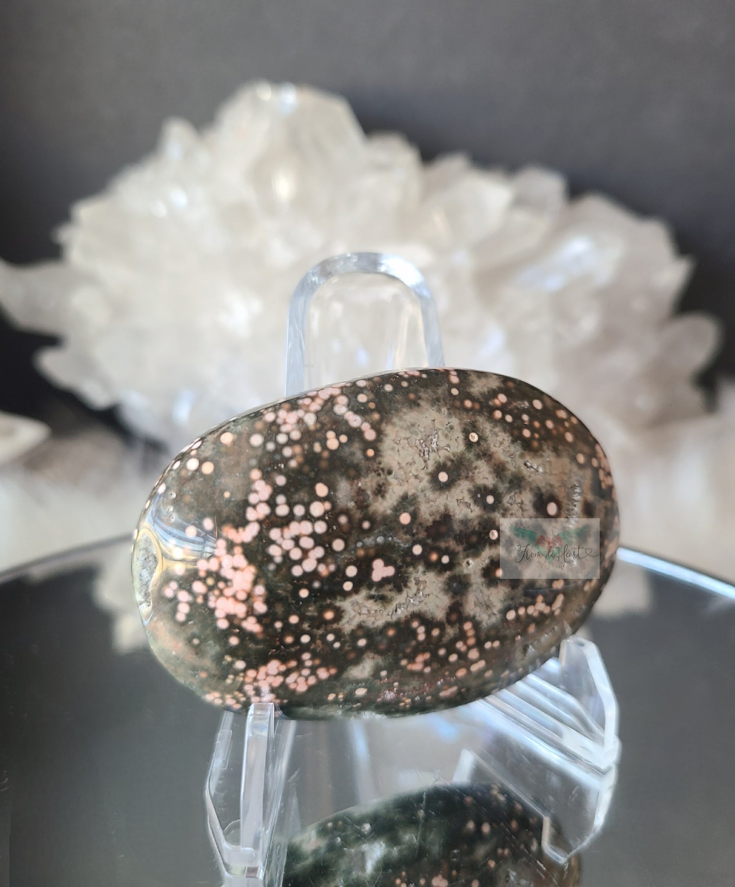 Pink Ocean Jasper Palm Stone