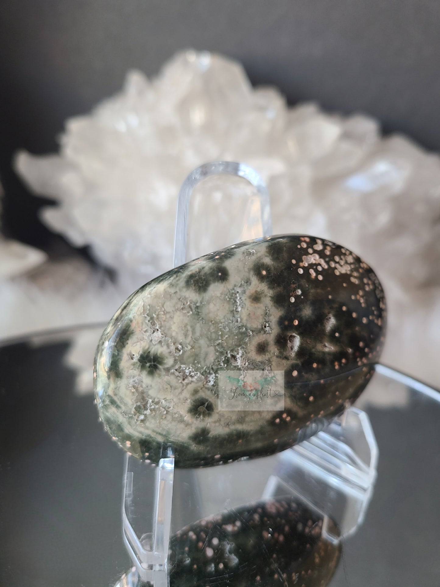 Pink Ocean Jasper Palm Stone