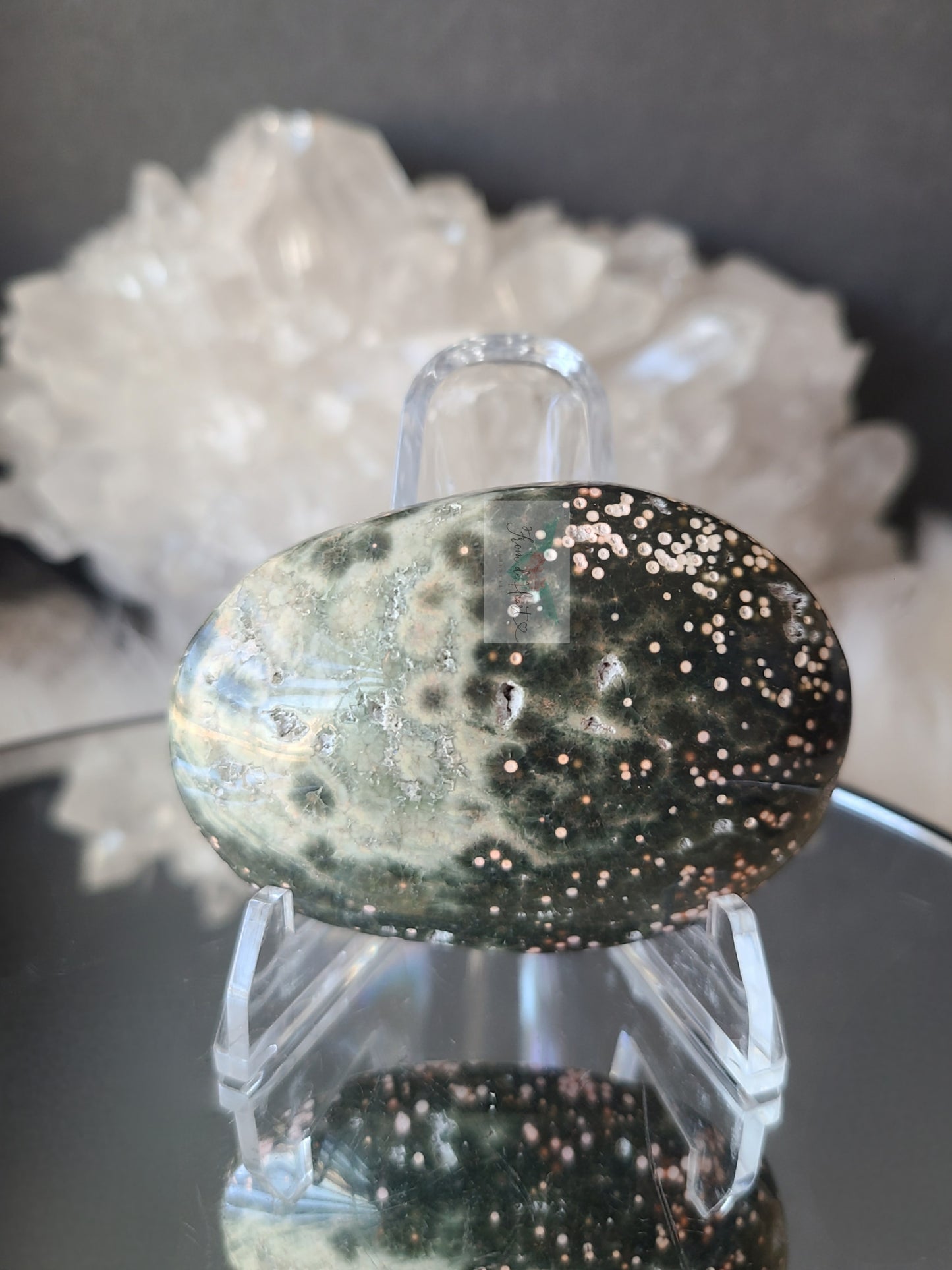 Pink Ocean Jasper Palm Stone