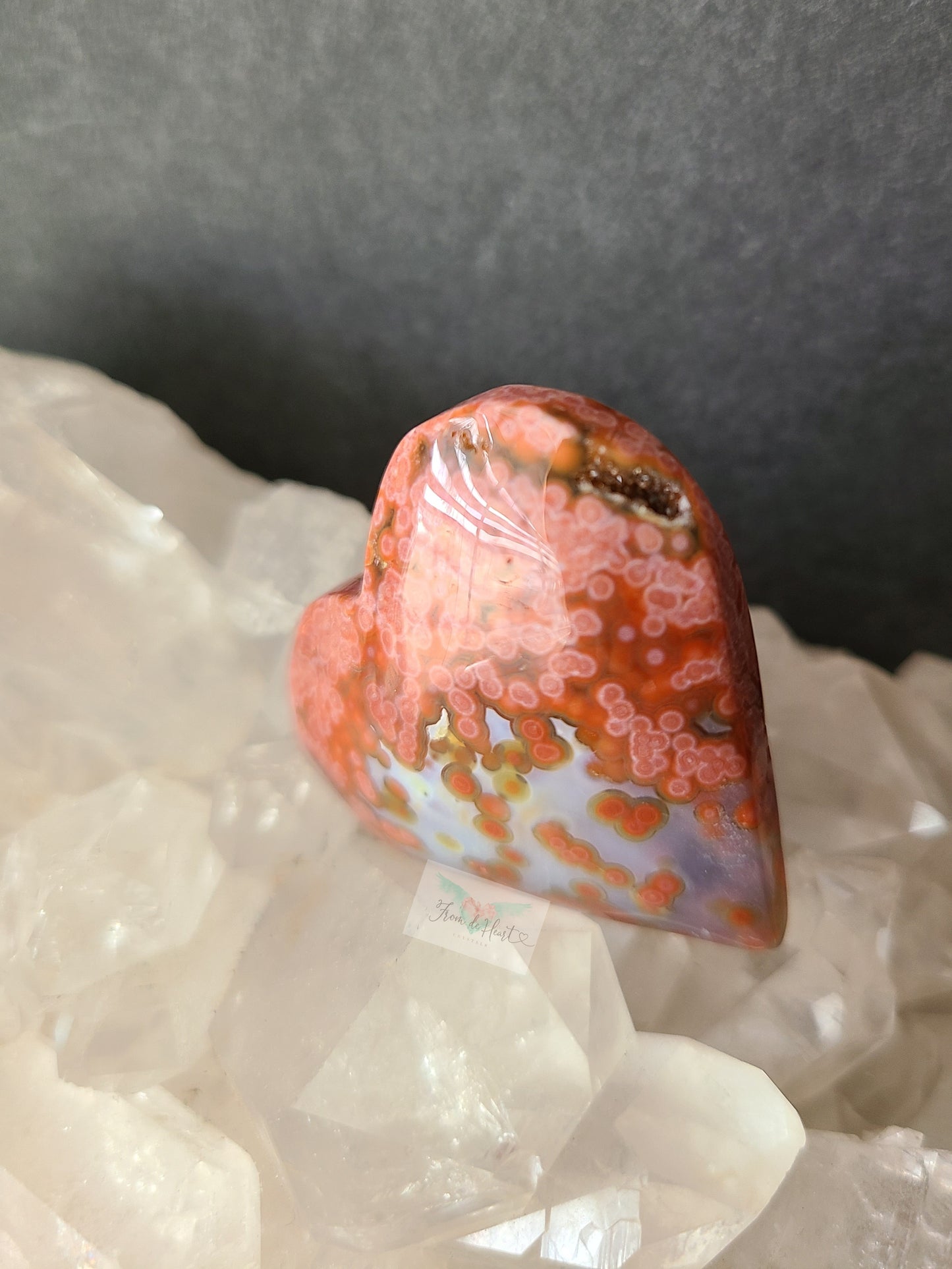 Rare Red Orbicular Ocean Jasper Heart