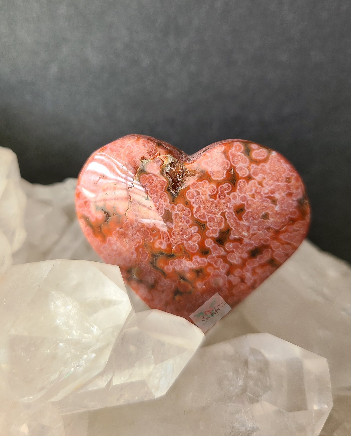 Rare Red Orbicular Ocean Jasper Heart
