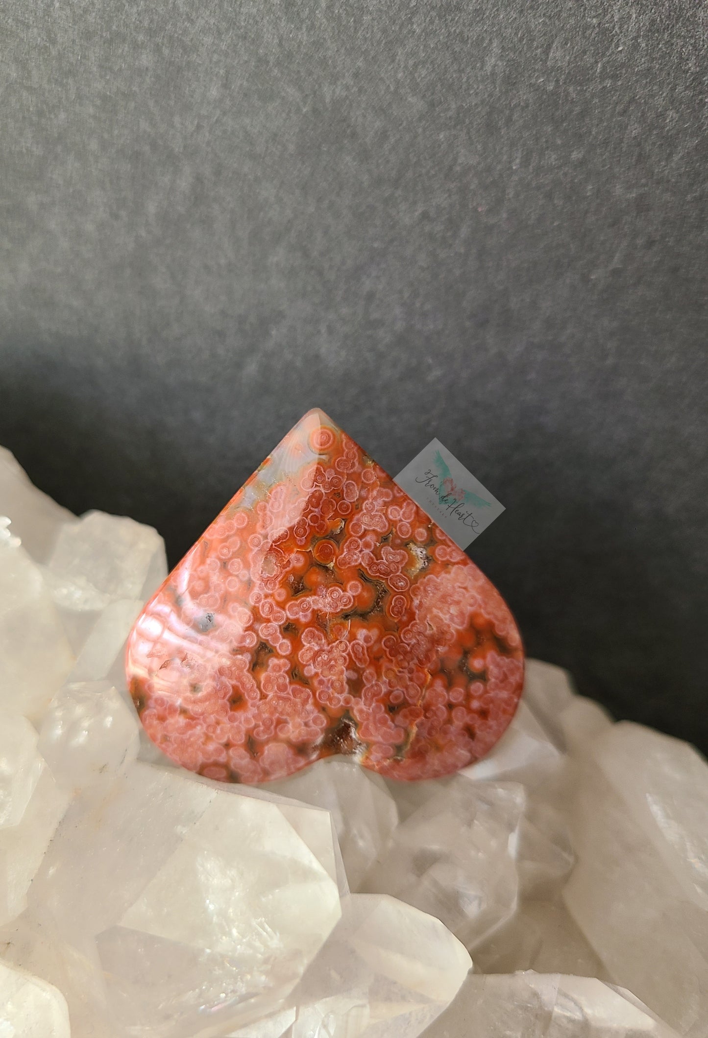 Rare Red Orbicular Ocean Jasper Heart