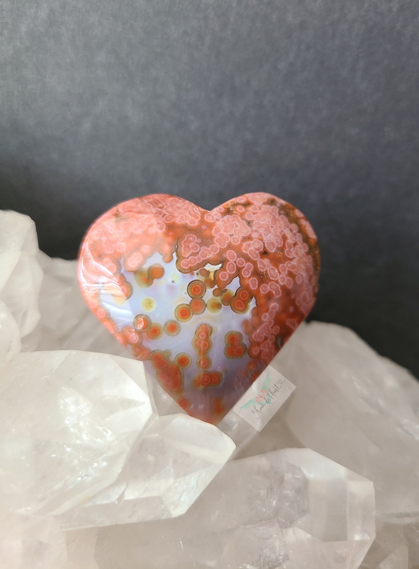 Rare Red Orbicular Ocean Jasper Heart