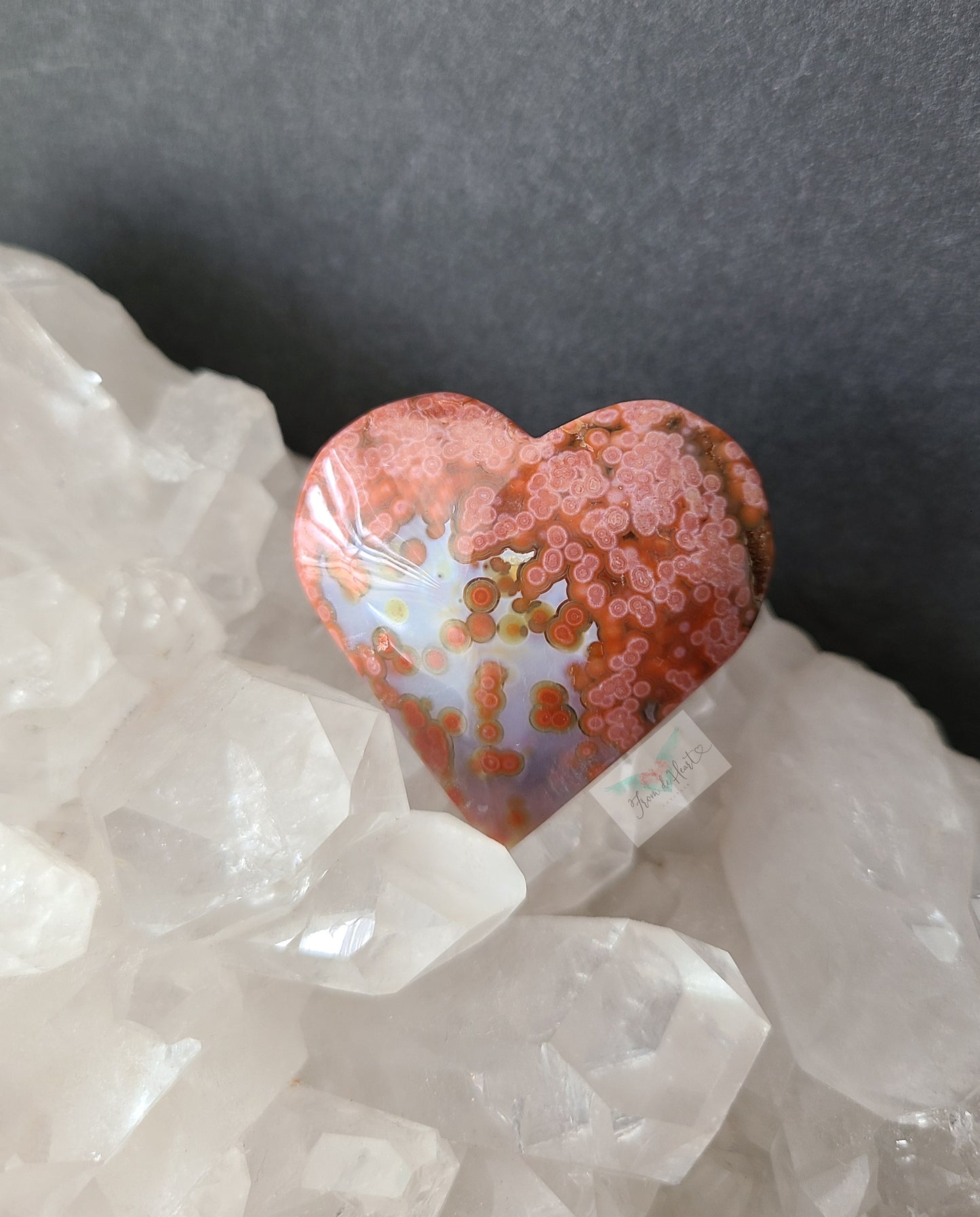 Rare Red Orbicular Ocean Jasper Heart