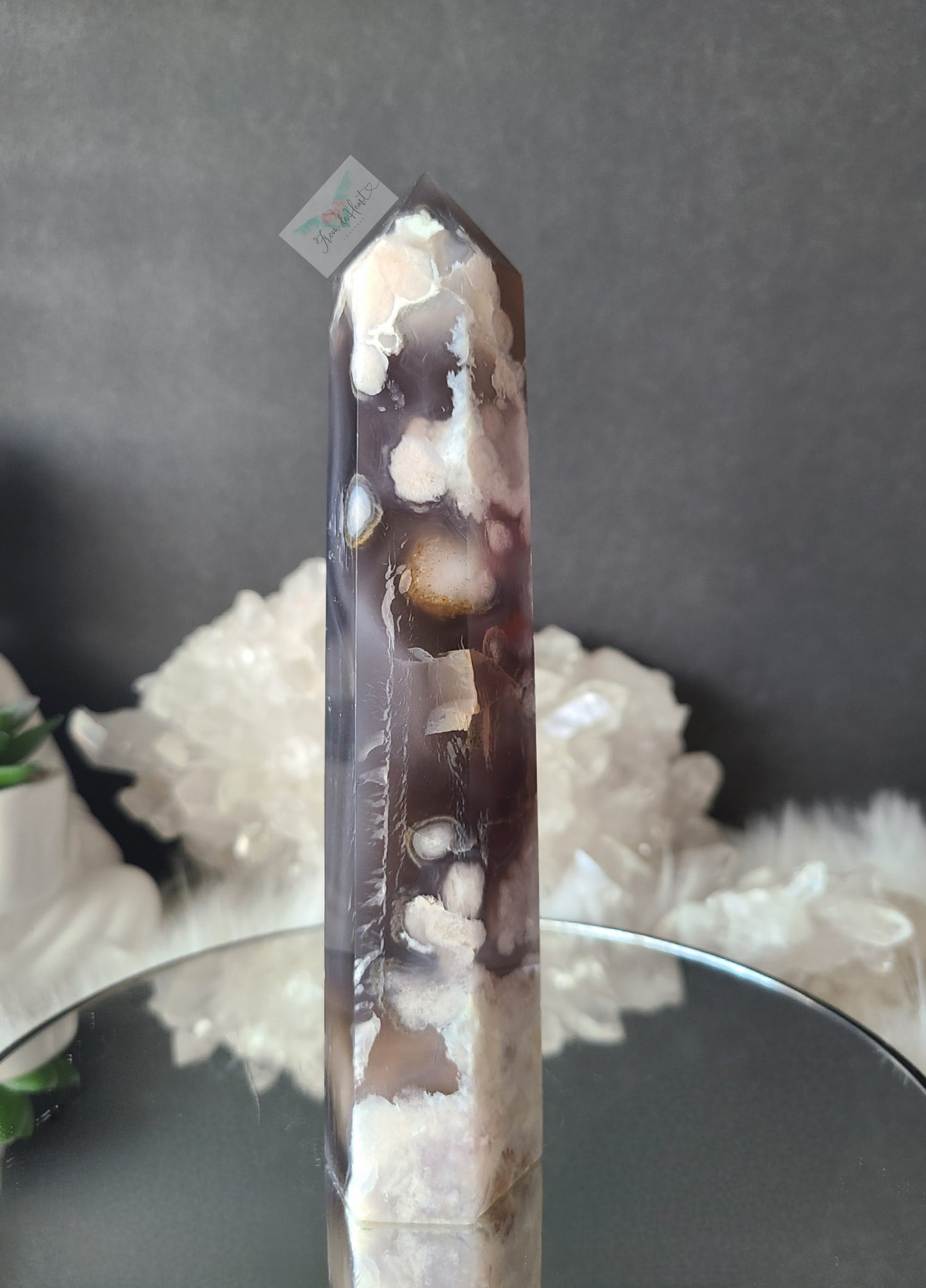 Black Flower Agate Tower (Large)