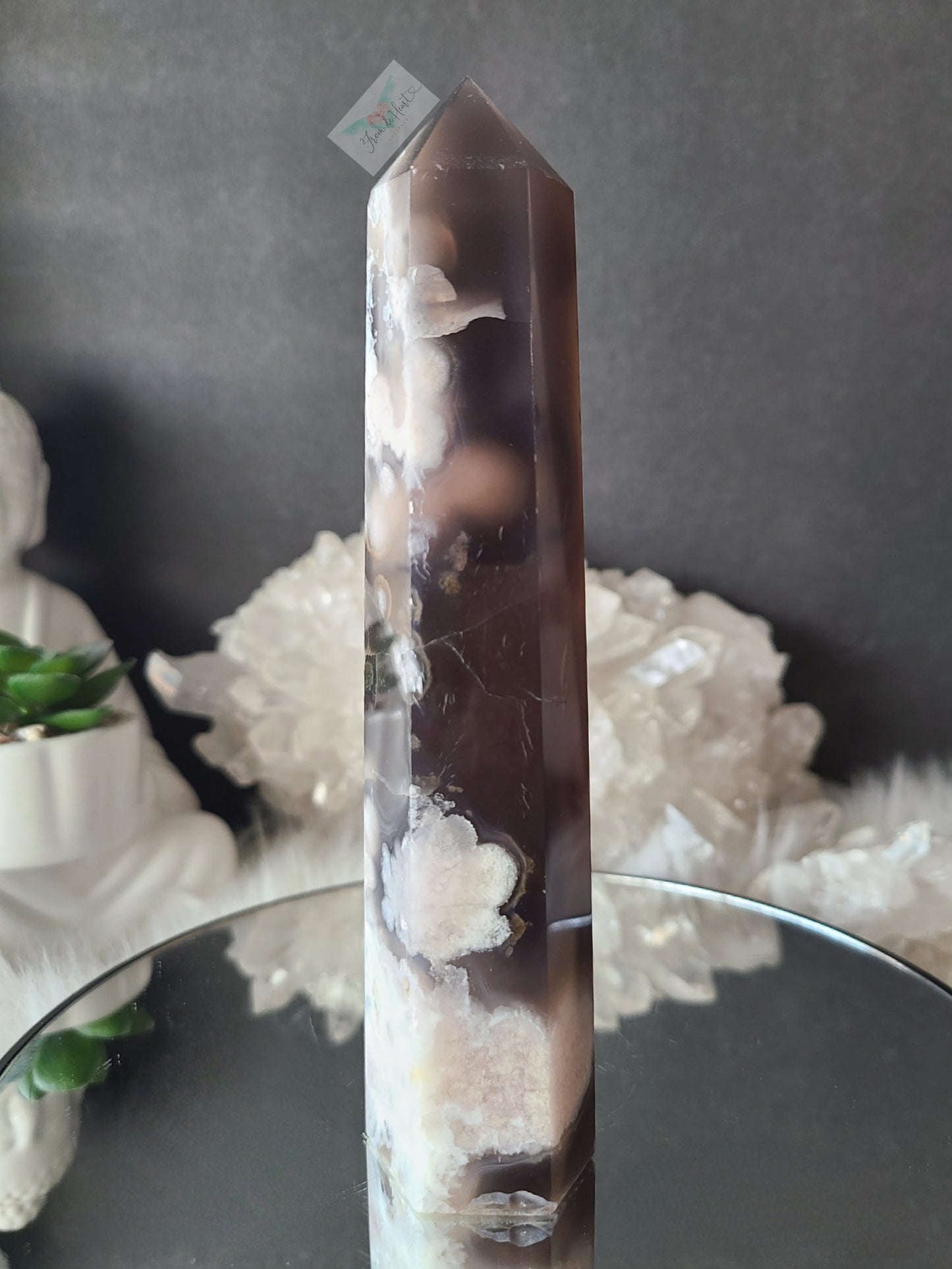 Black Flower Agate Tower (Large)