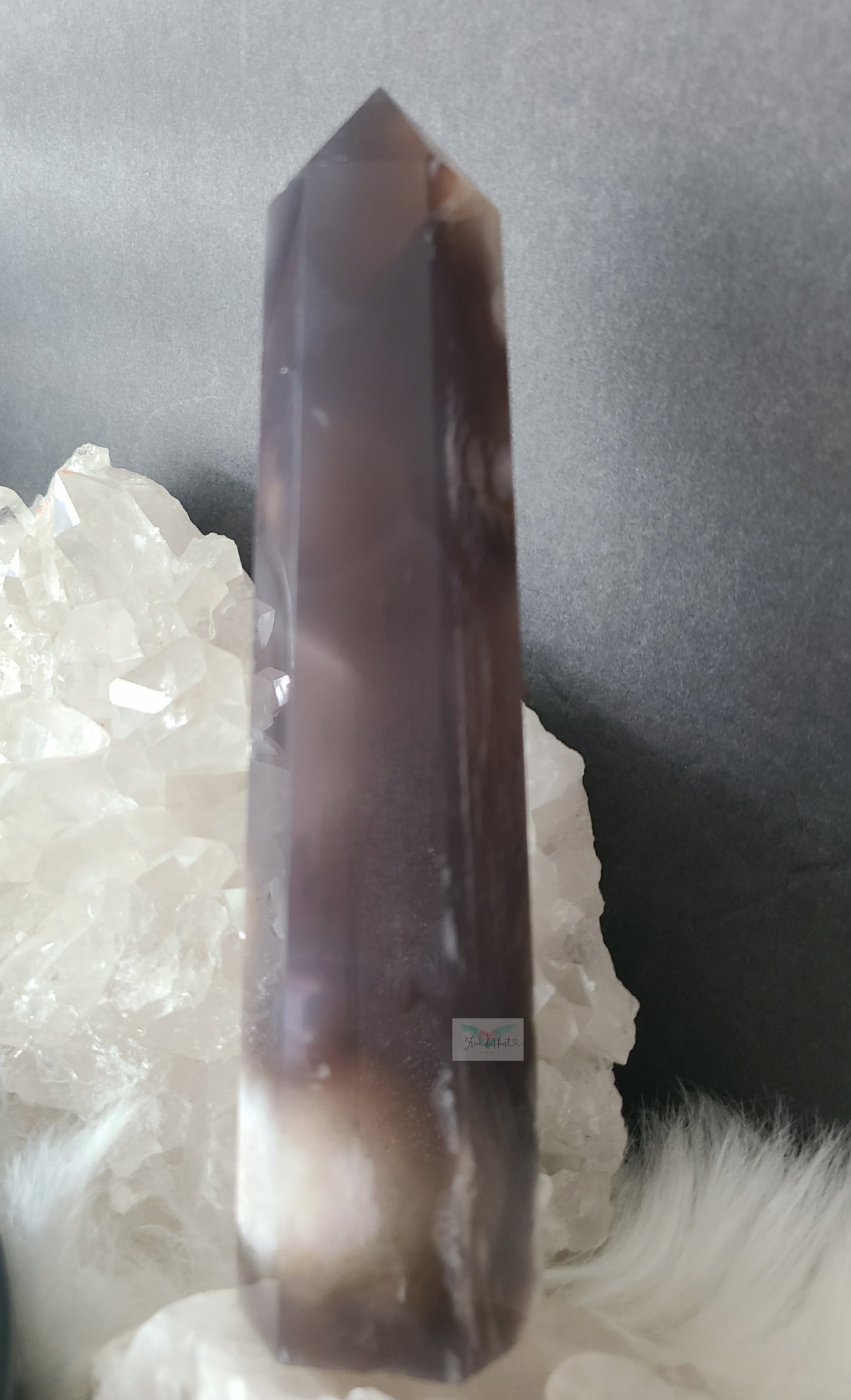Black Flower Agate Tower (Large)