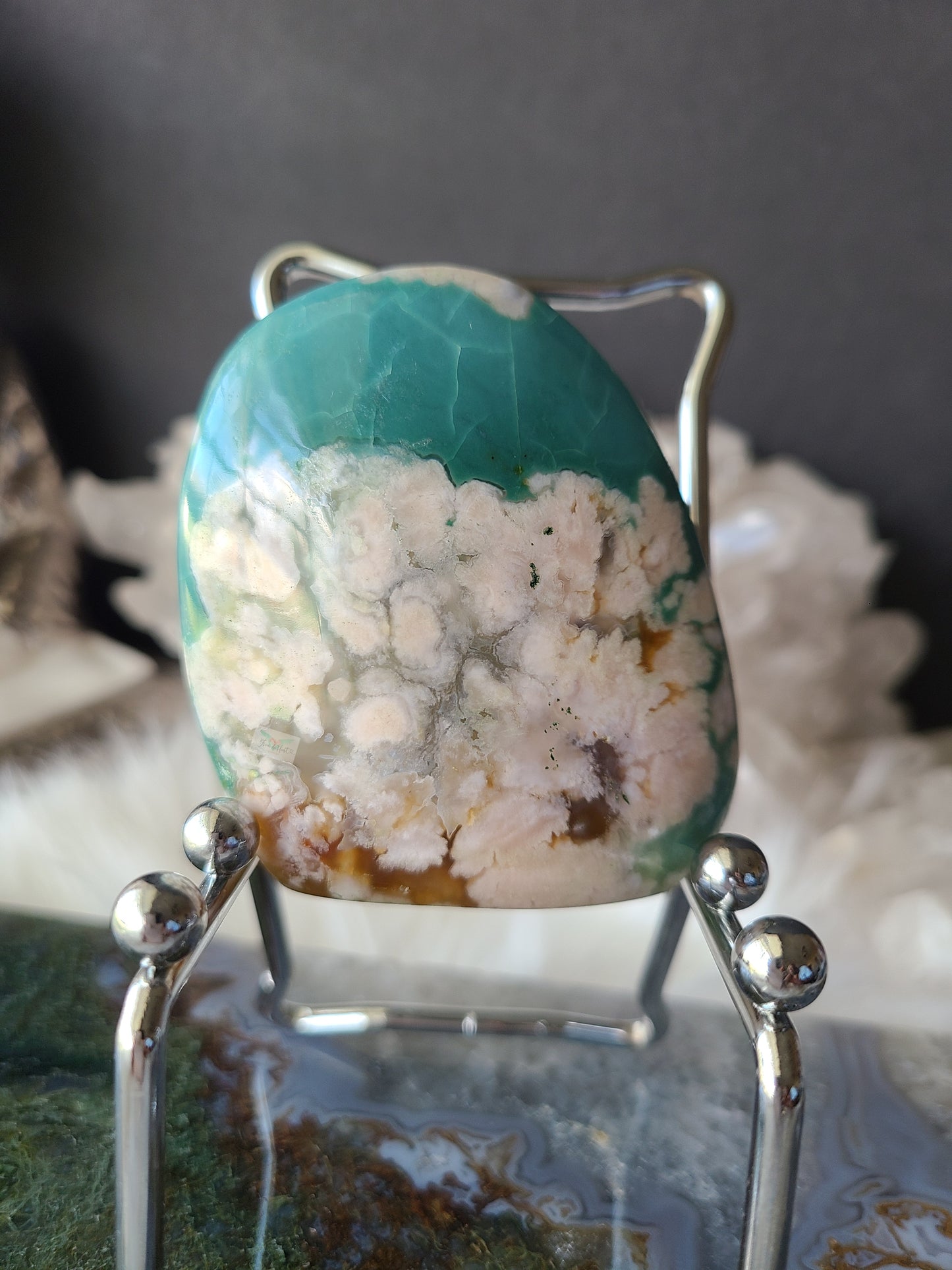 High Quality Green Flower Agate Free form