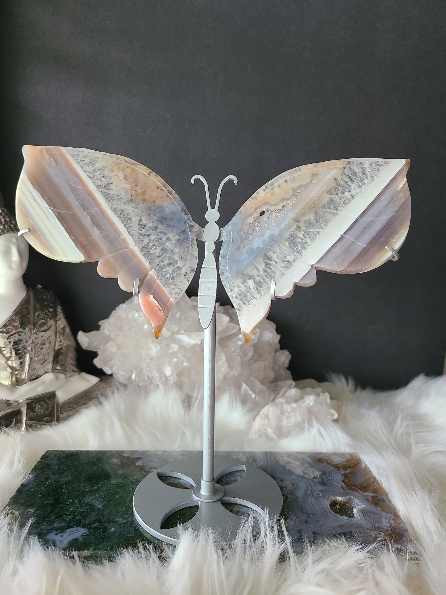 Agate Wings on Butterfly Stand