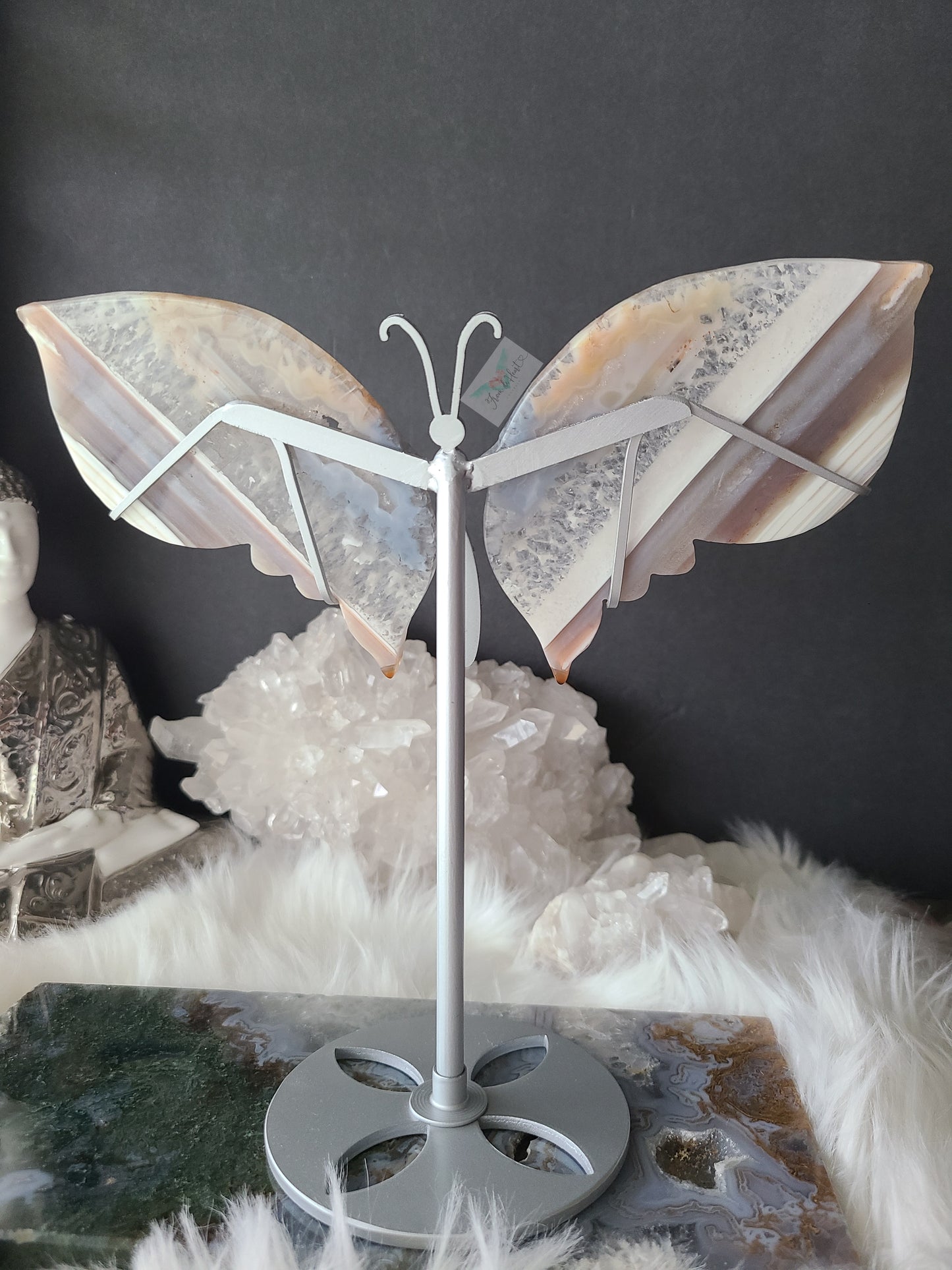 Agate Wings on Butterfly Stand
