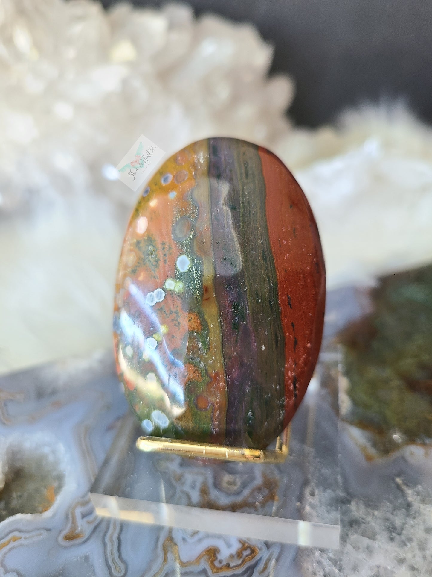 Colorful Ocean Jasper Palm Stone