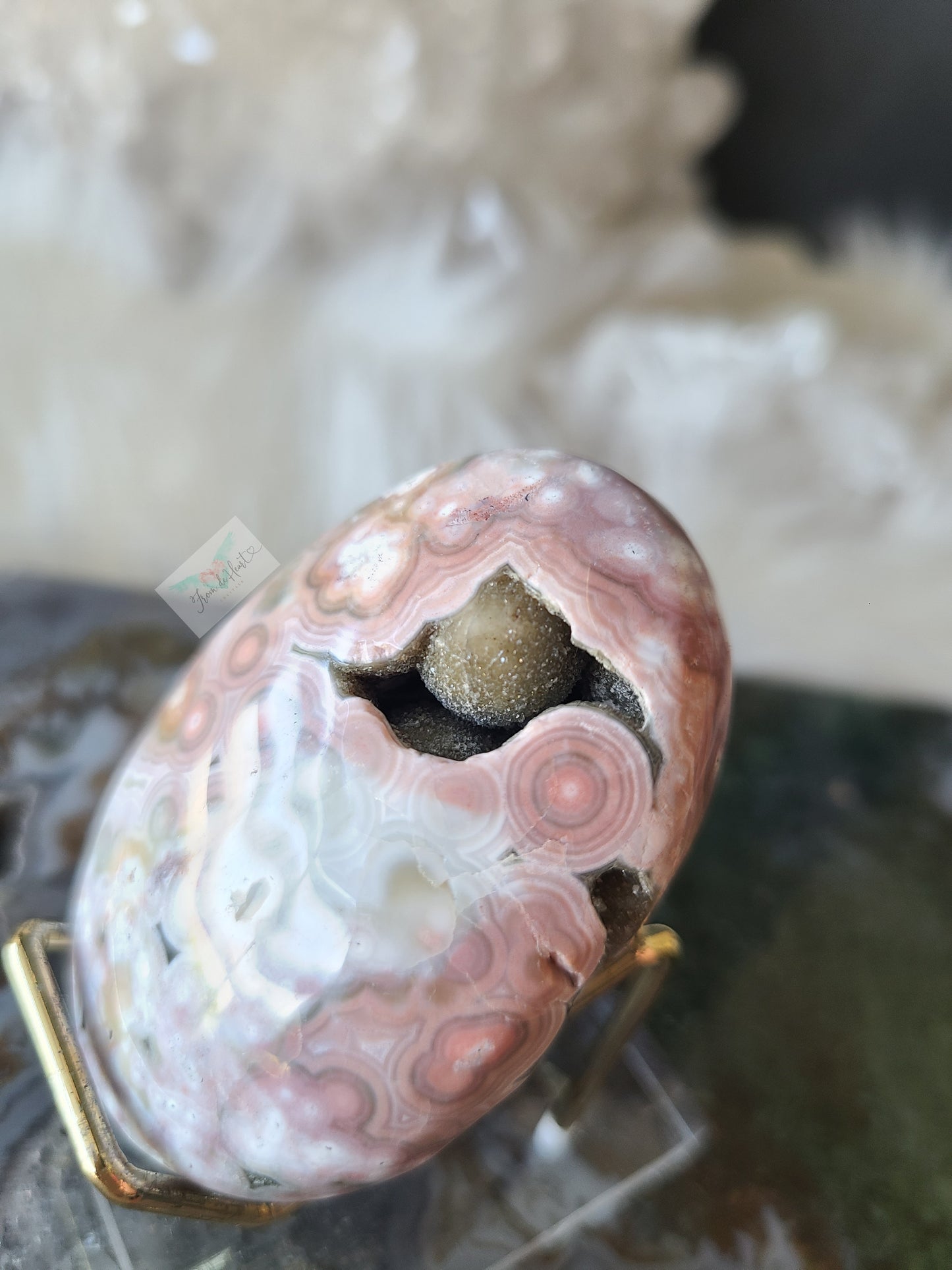 Pink Ocean Jasper Palm Stone