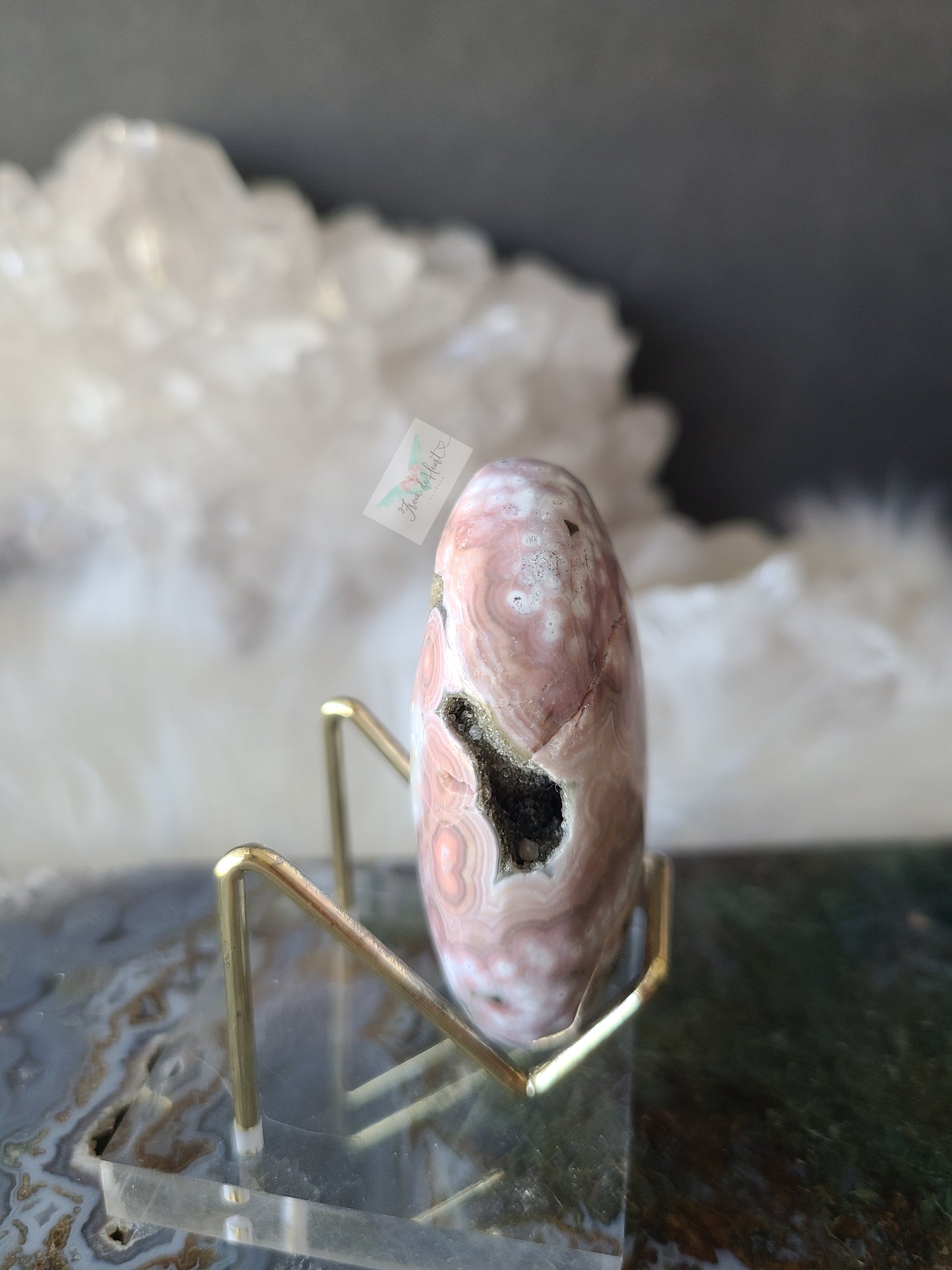 Pink Ocean Jasper Palm Stone