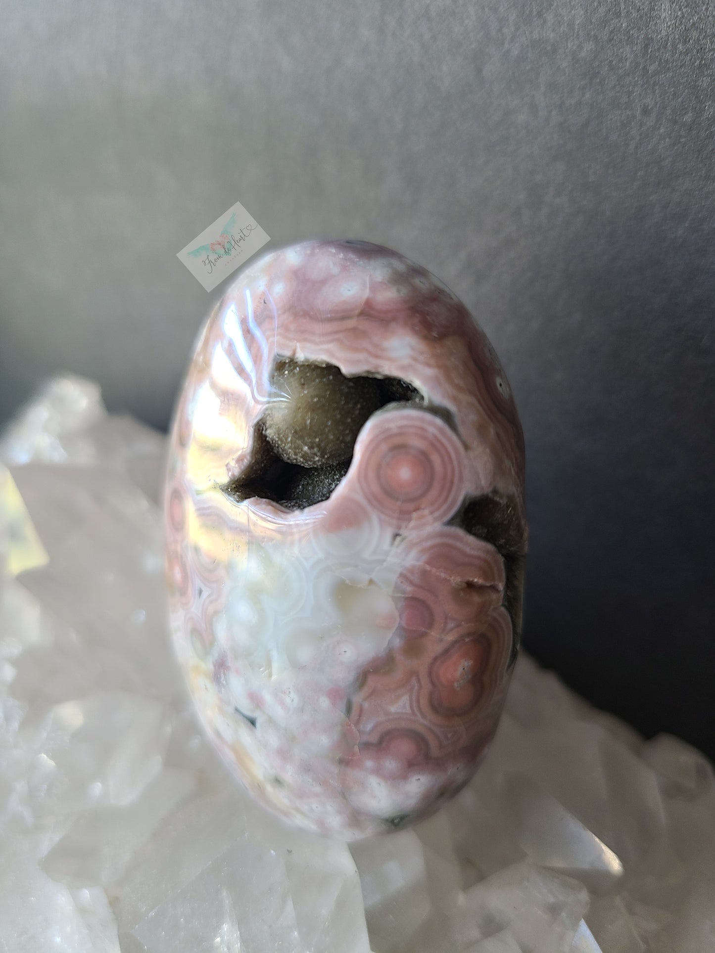 Pink Ocean Jasper Palm Stone