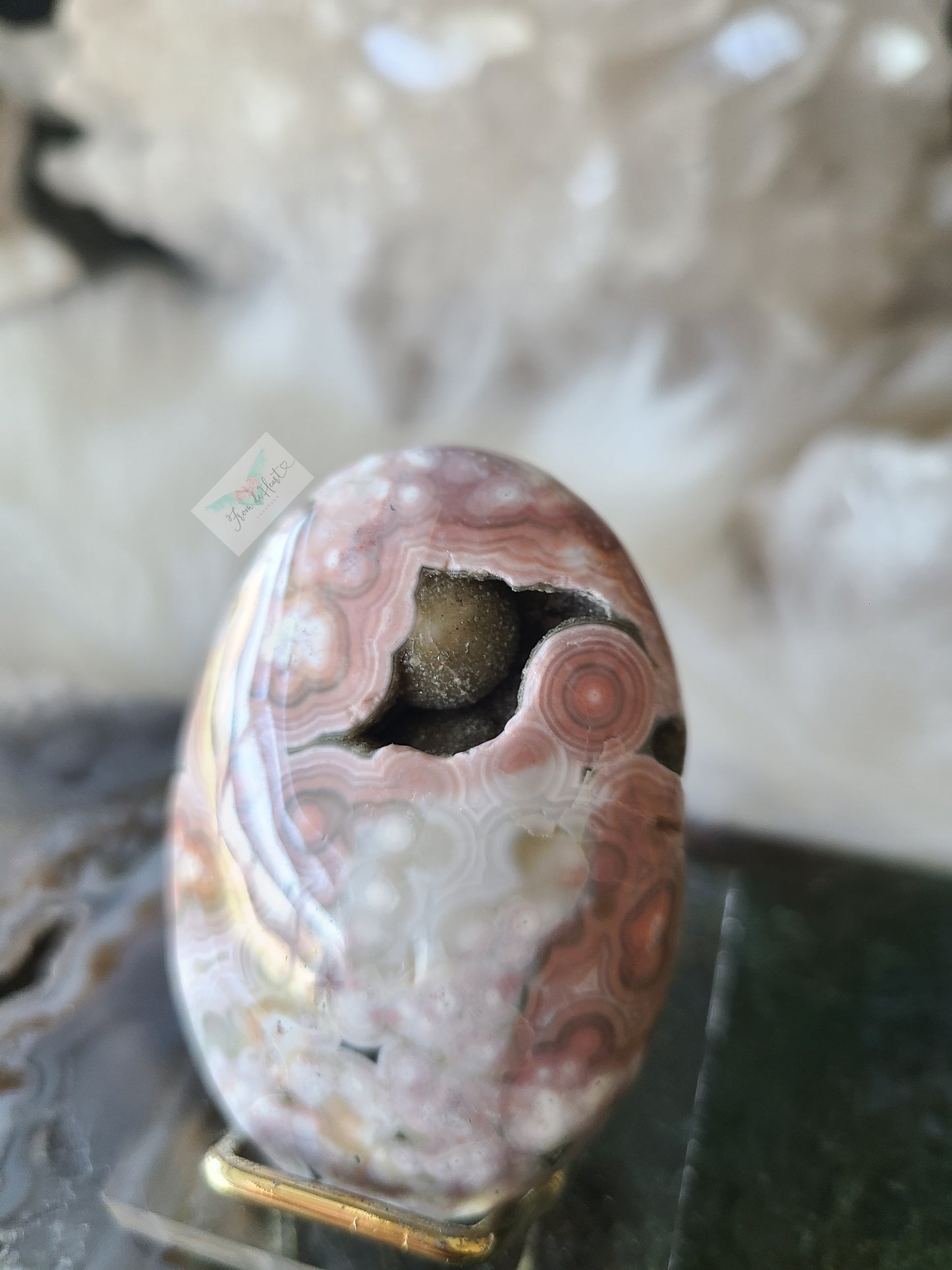 Pink Ocean Jasper Palm Stone