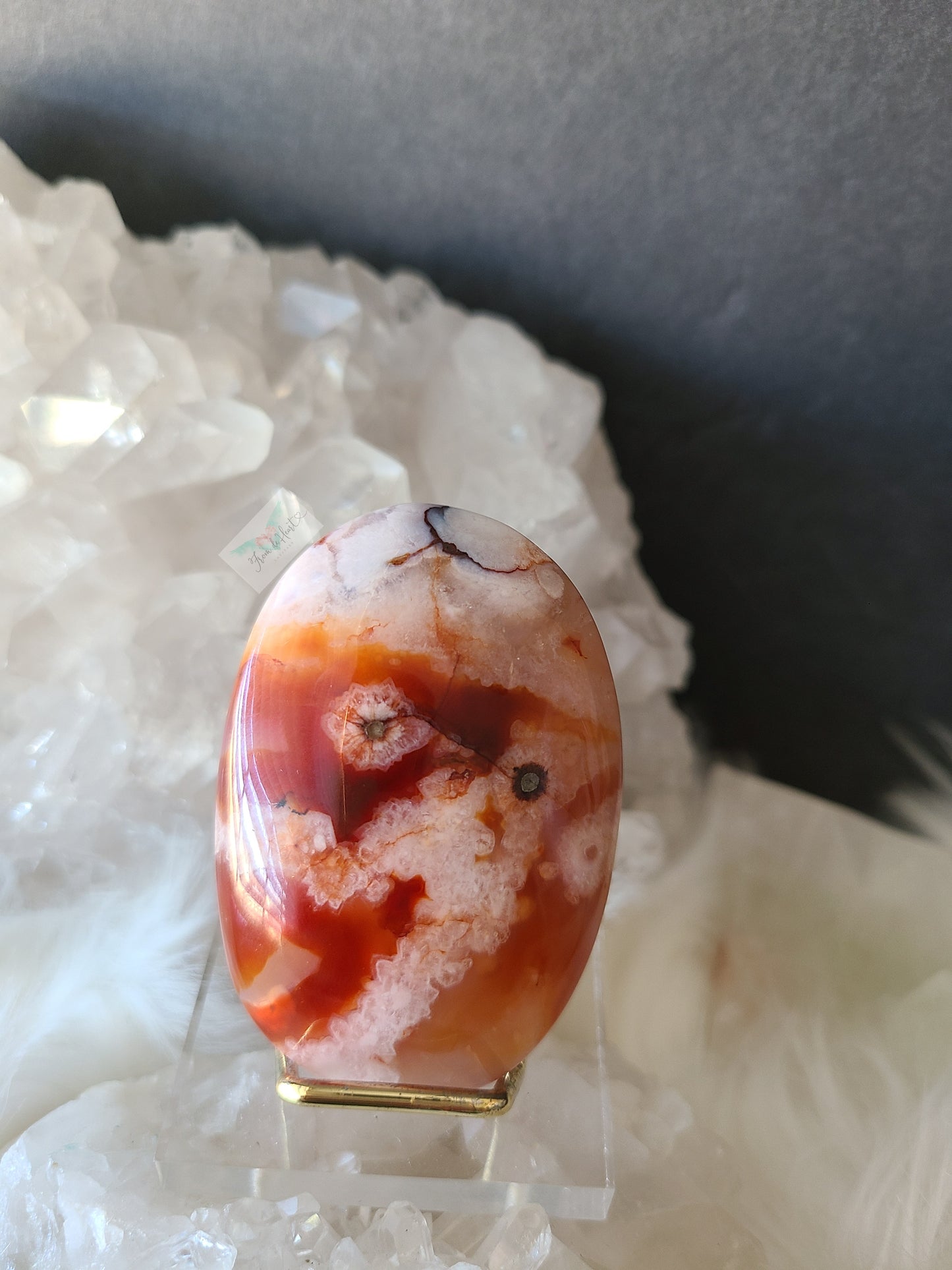 Carnelian Flower Agate Palm stone