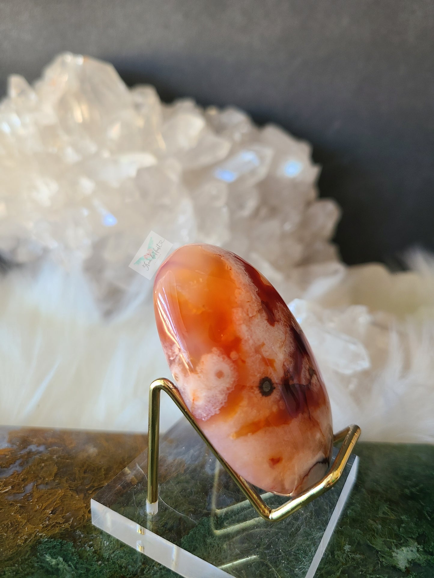Carnelian Flower Agate Palm stone