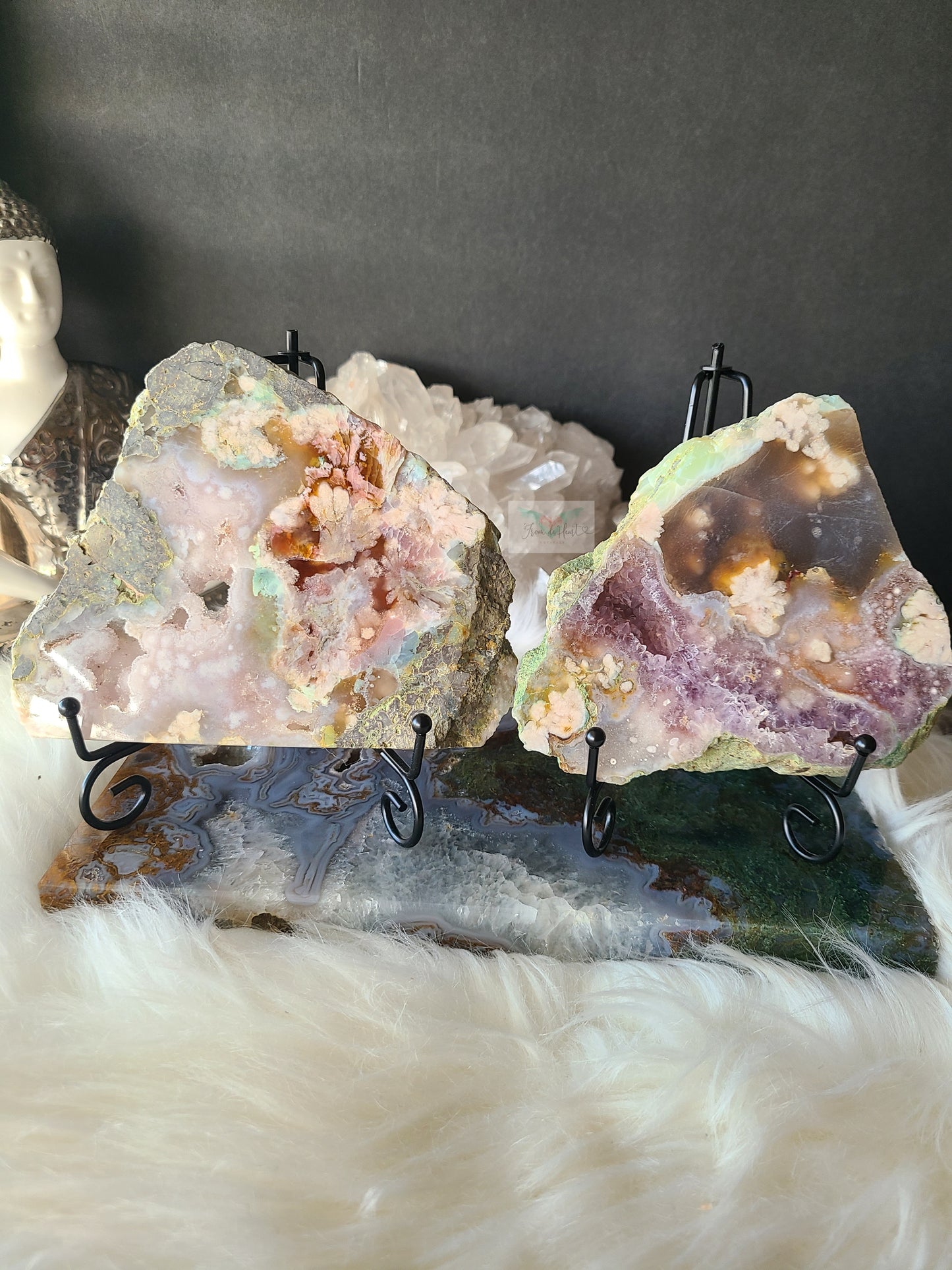 Flower Agate Slab on Stand