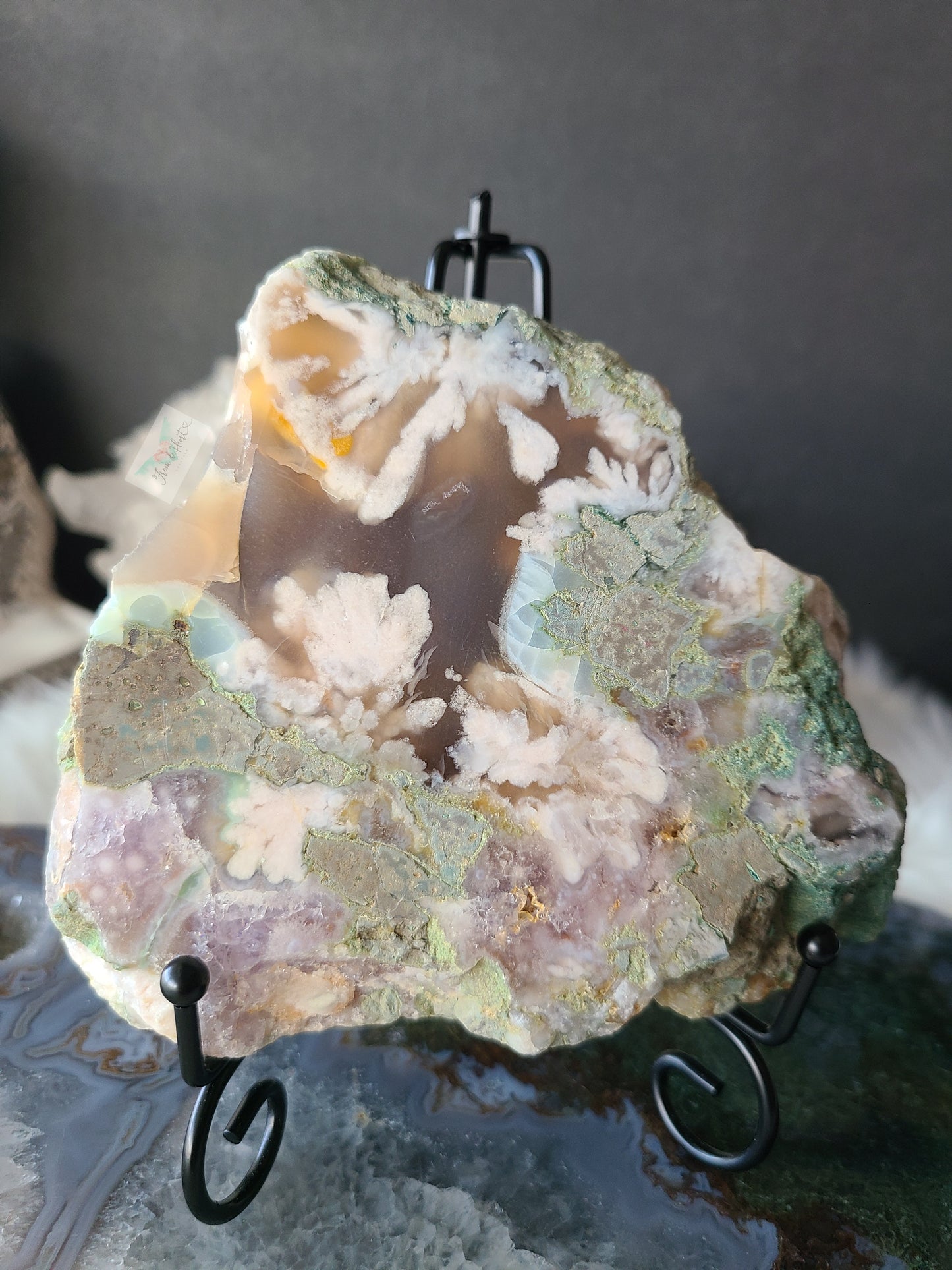 Amethyst Flower Agate Slab and Point (Pair)